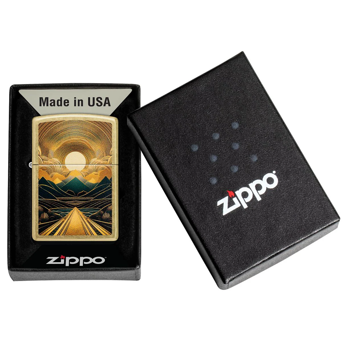 Zippo Lighter: Through the Mountains Design - Street Brass 47137 - Image 6