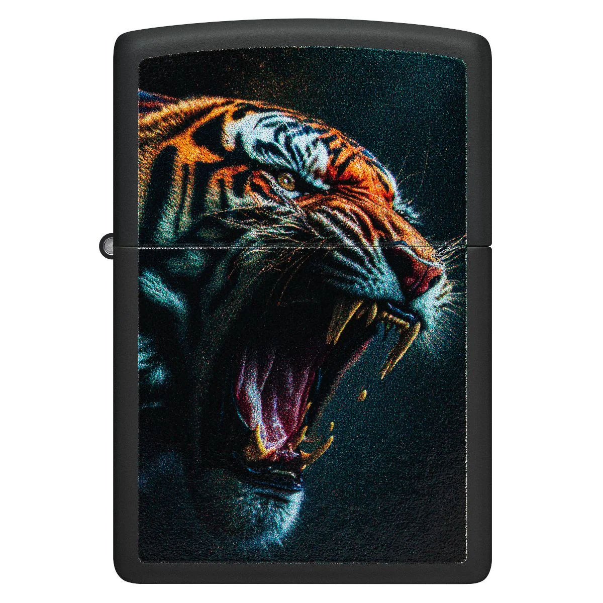 Zippo Lighter: Tiger Roar Design - Black Matte 46241 - Image 2