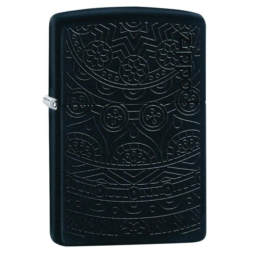 Zippo Lighter: Tone on Tone Design - Black Matte 29989
