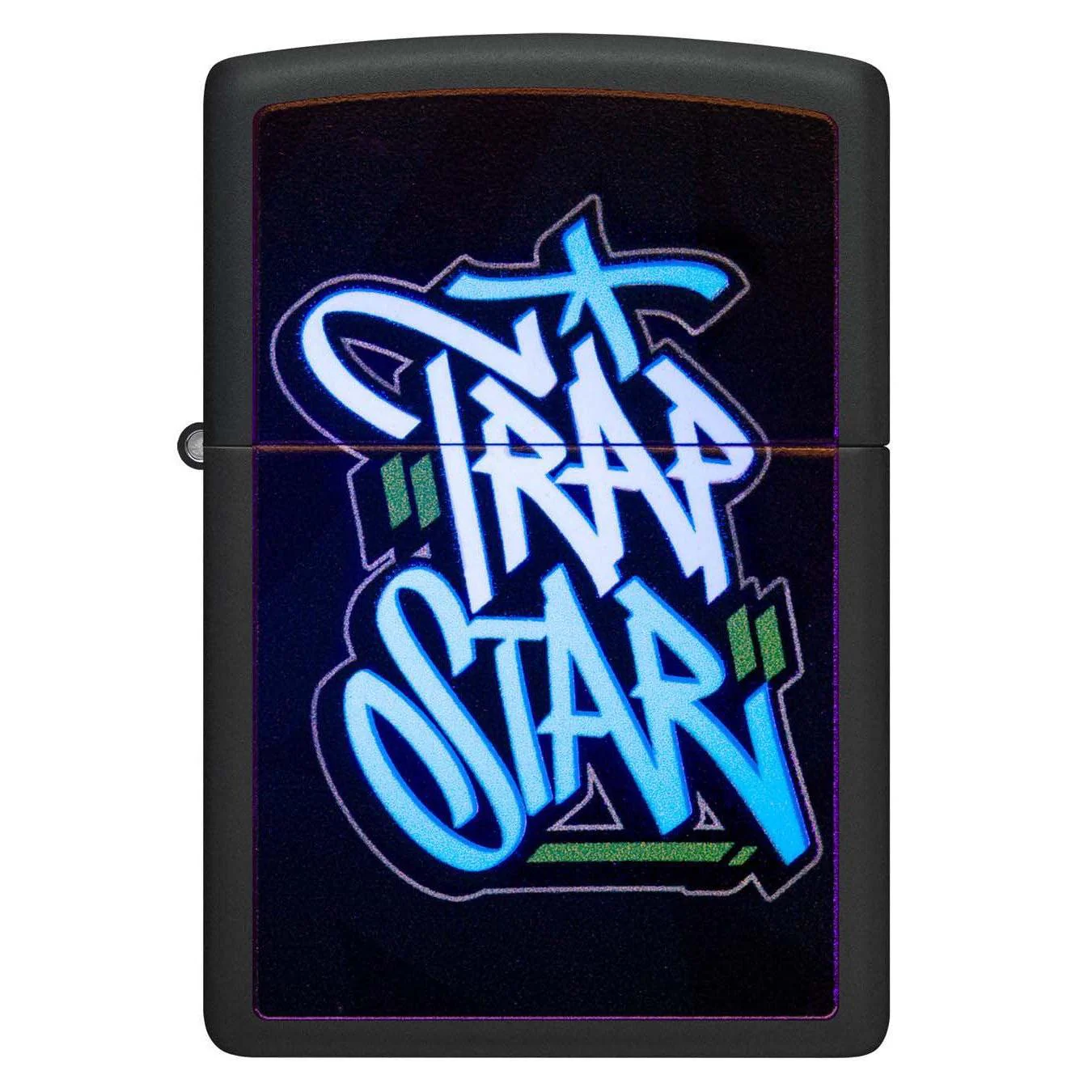 Zippo Lighter: Trap Star Graffiti, Black Light - Black Matte 48528 - Image 2