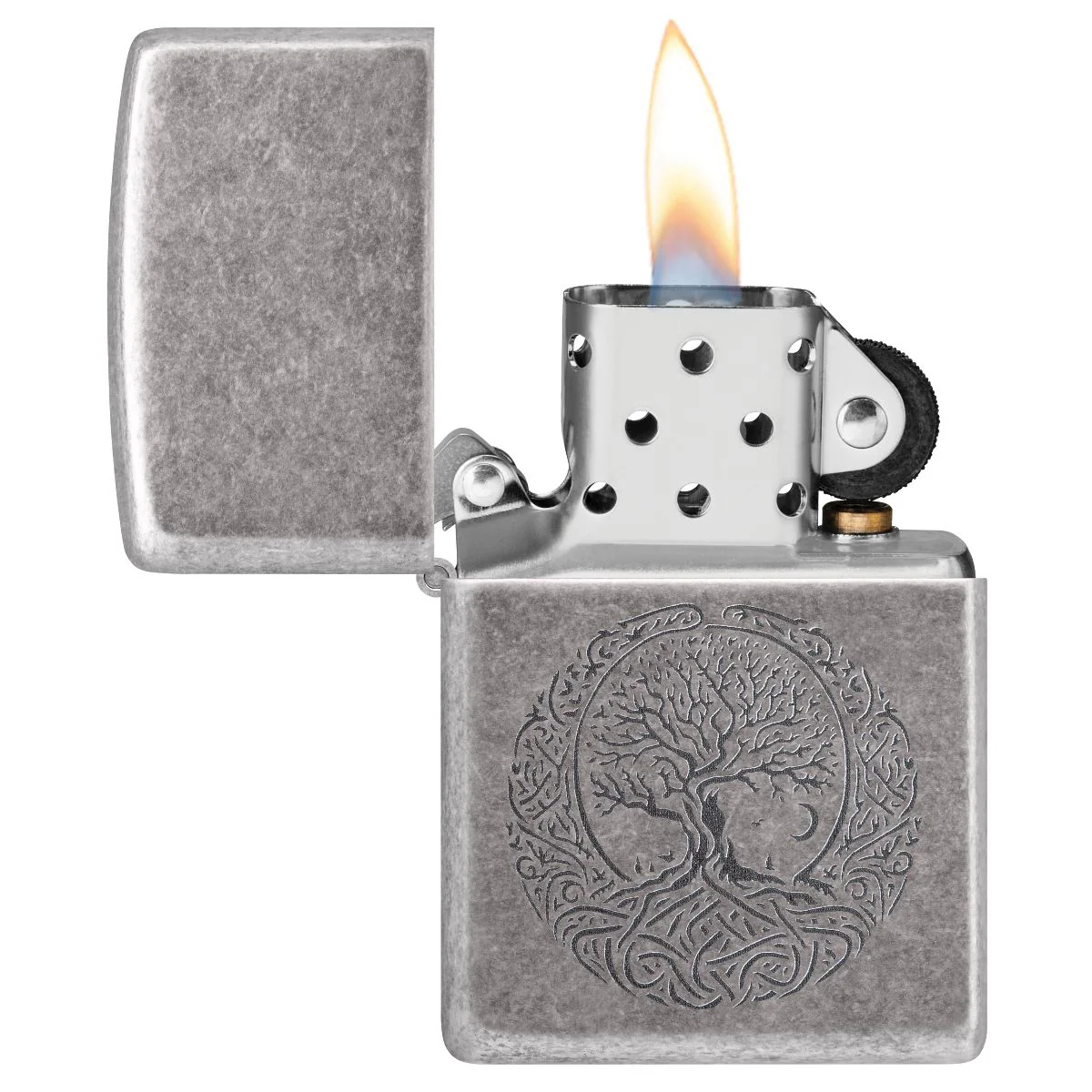 Zippo Lighter: Tree of Life, Engraved - Antique Silver Plate 46327 - Image 3
