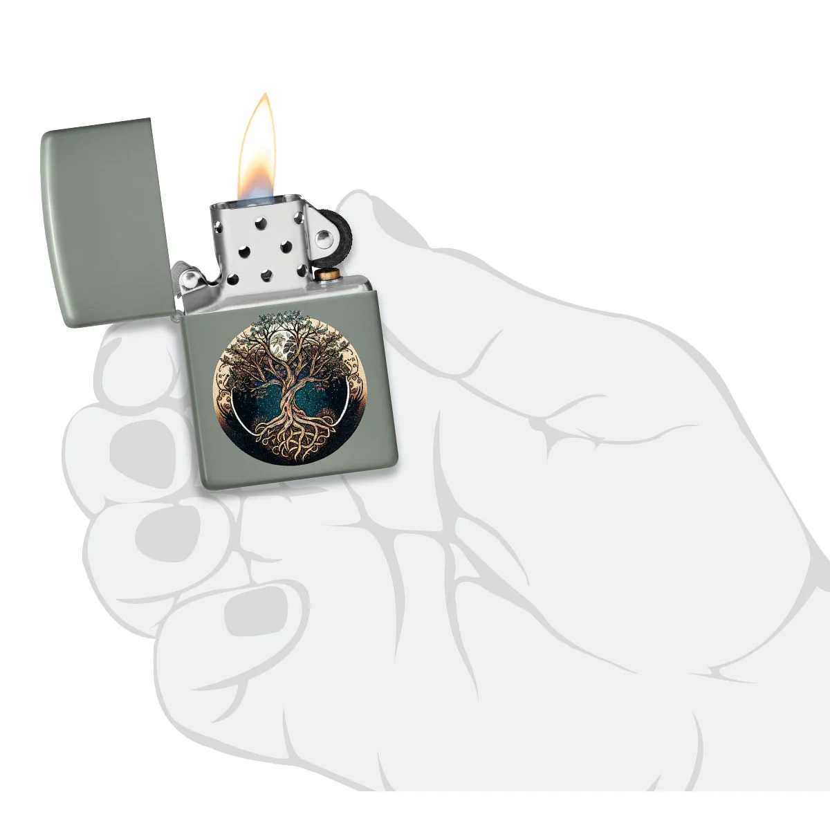 Zippo Lighter: Tree of Life - Sage 46373 - Image 5