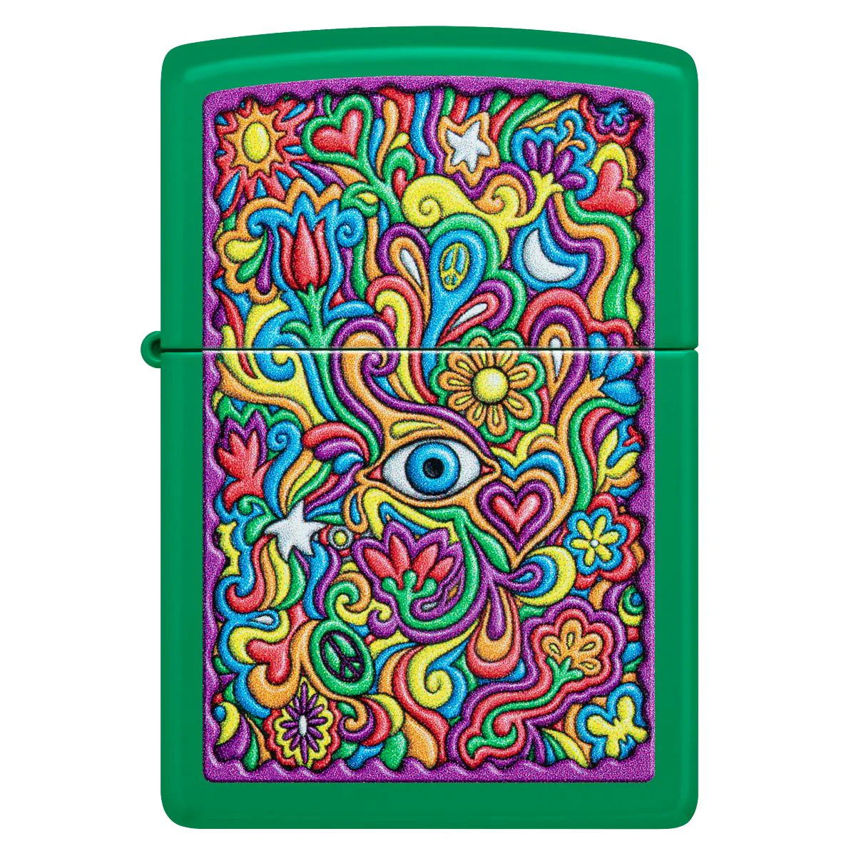 Zippo Lighter: Trippy Design - Grass Green Matte 48957 - Image 2
