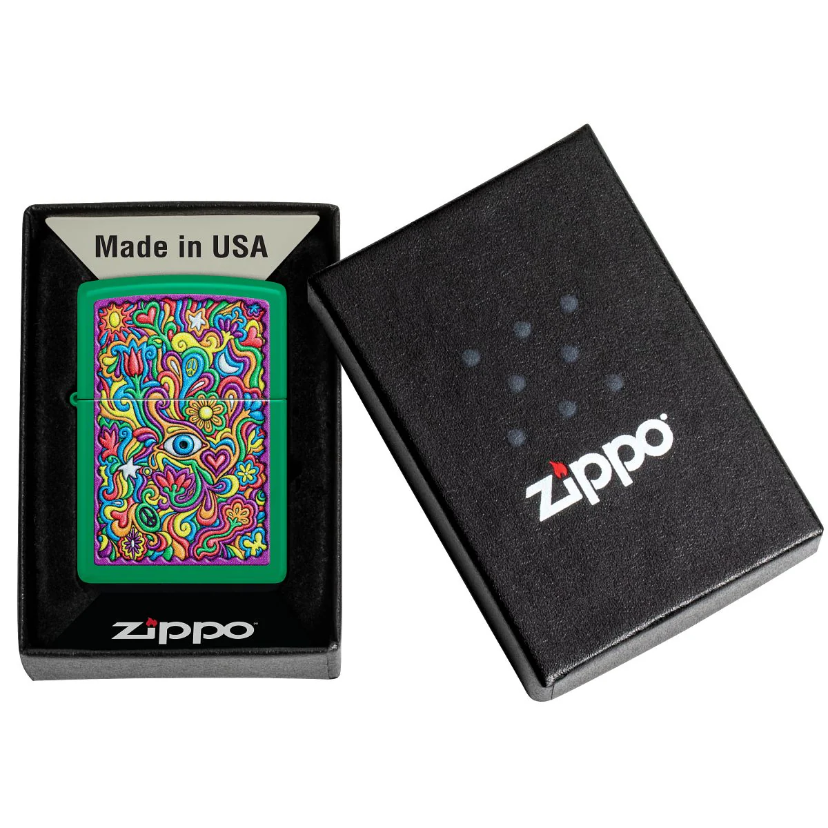 Zippo Lighter: Trippy Design - Grass Green Matte 48957 - Image 6