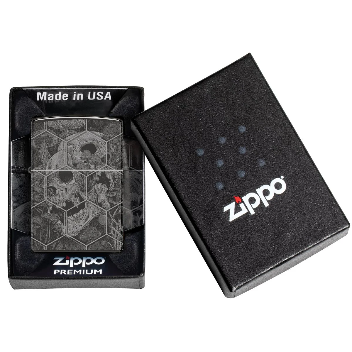 Zippo Lighter: Trippy Skull, Photo 360 - High Polish Black 46425 - Image 10