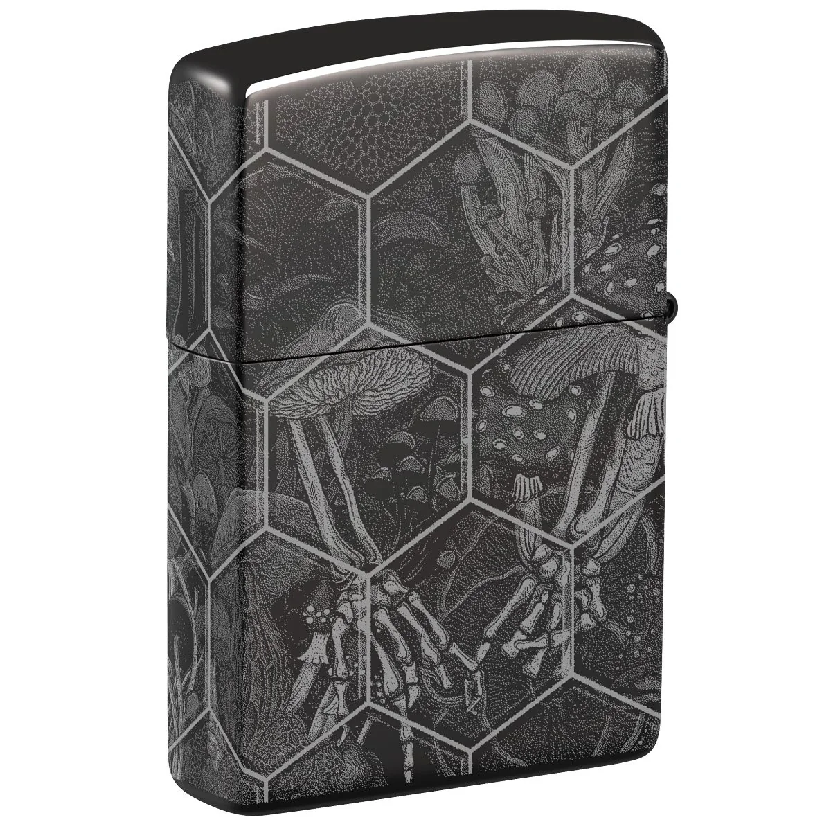 Zippo Lighter: Trippy Skull, Photo 360 - High Polish Black 46425 - Image 2