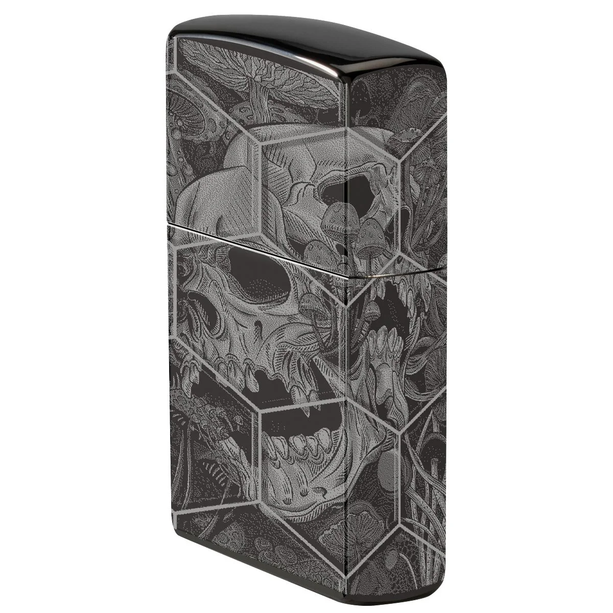 Zippo Lighter: Trippy Skull, Photo 360 - High Polish Black 46425 - Image 3