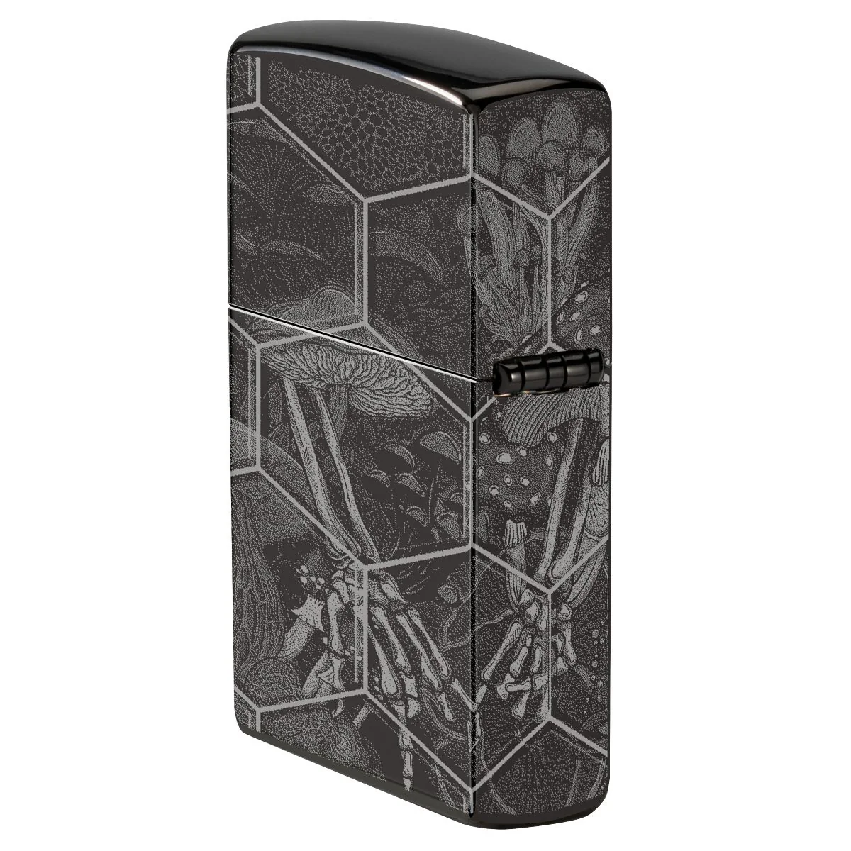 Zippo Lighter: Trippy Skull, Photo 360 - High Polish Black 46425 - Image 4