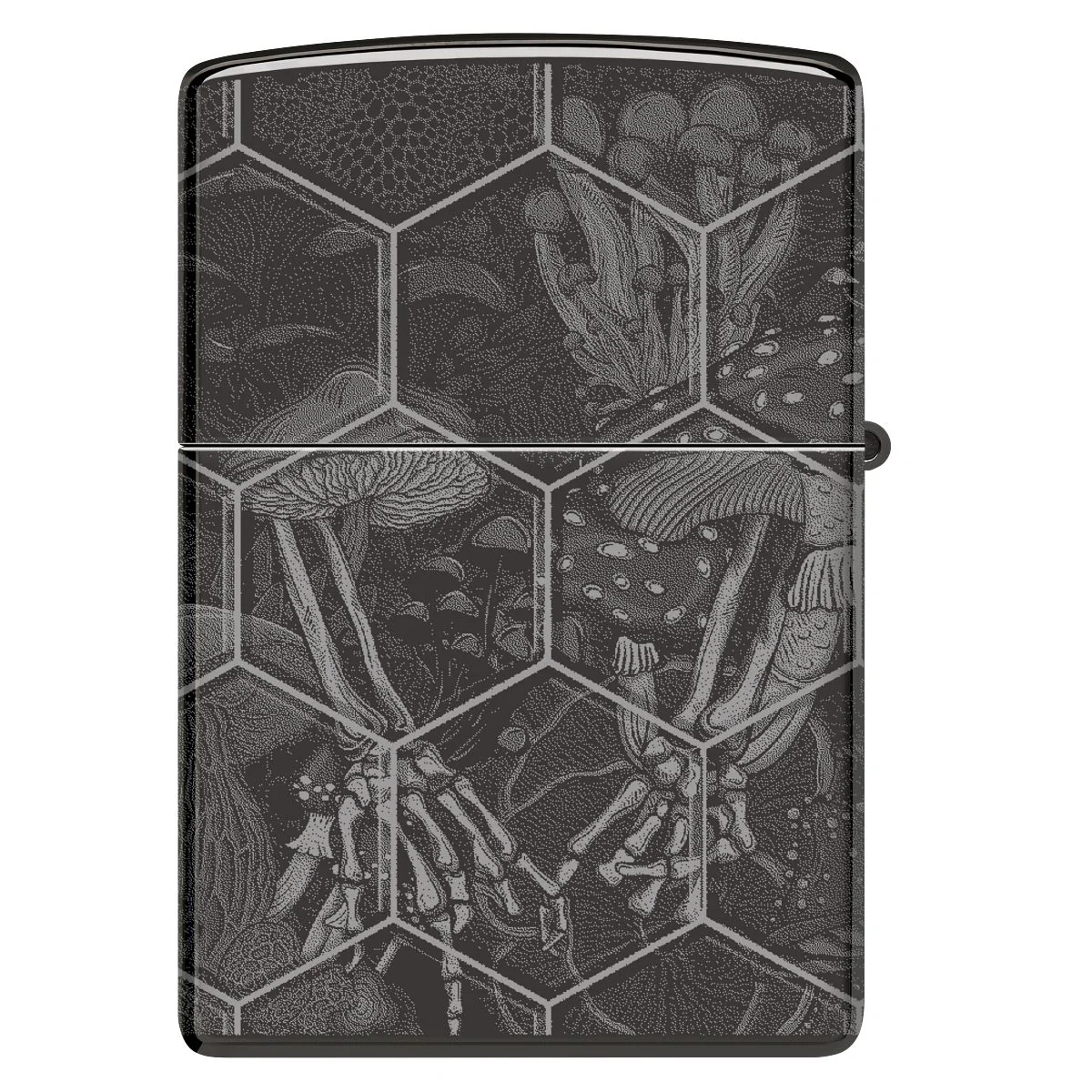 Zippo Lighter: Trippy Skull, Photo 360 - High Polish Black 46425 - Image 5