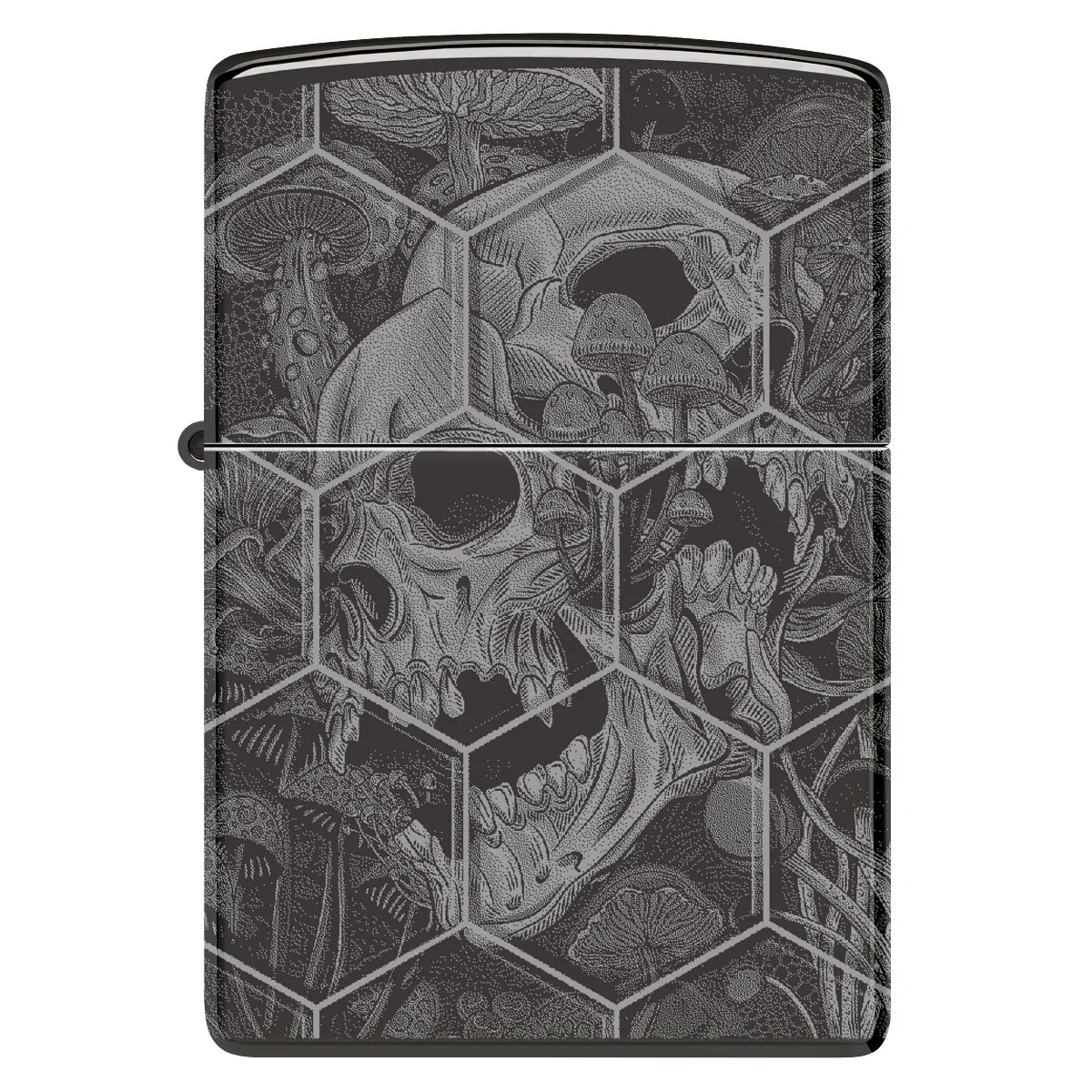 Zippo Lighter: Trippy Skull, Photo 360 - High Polish Black 46425 - Image 6