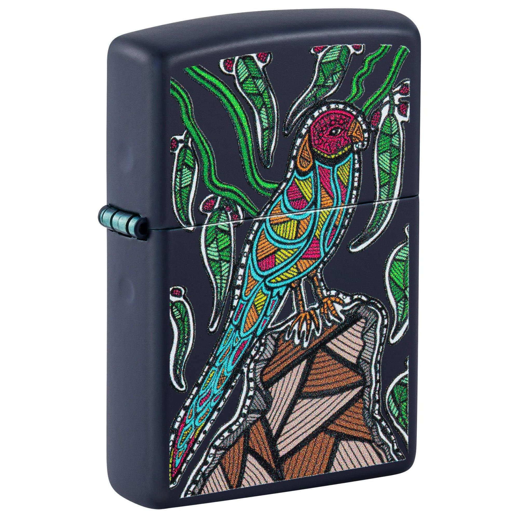 Zippo Lighter: Tropical Bird by John Smith Gumbula - Navy Matte 48965