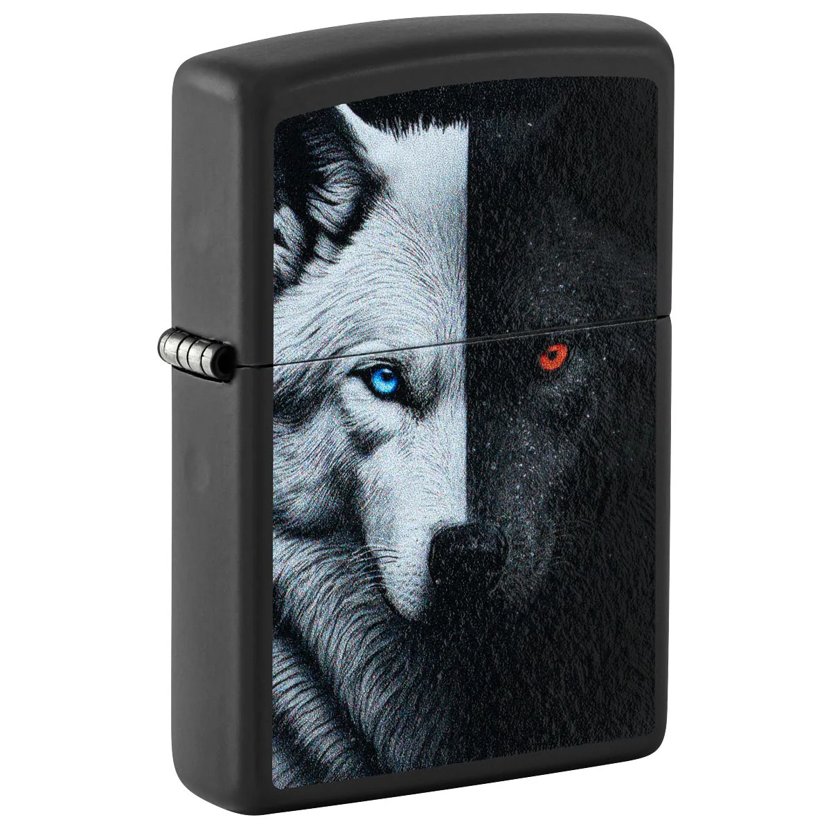 Zippo Lighter: Two Wolves Design - Black Matte 46694