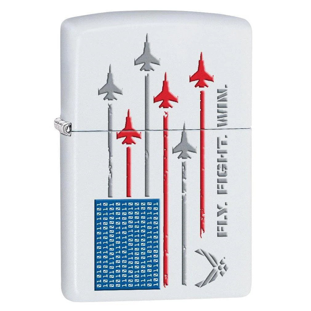 Zippo Lighter: U.S. Air Force Flag of Jets - White Matte 80385