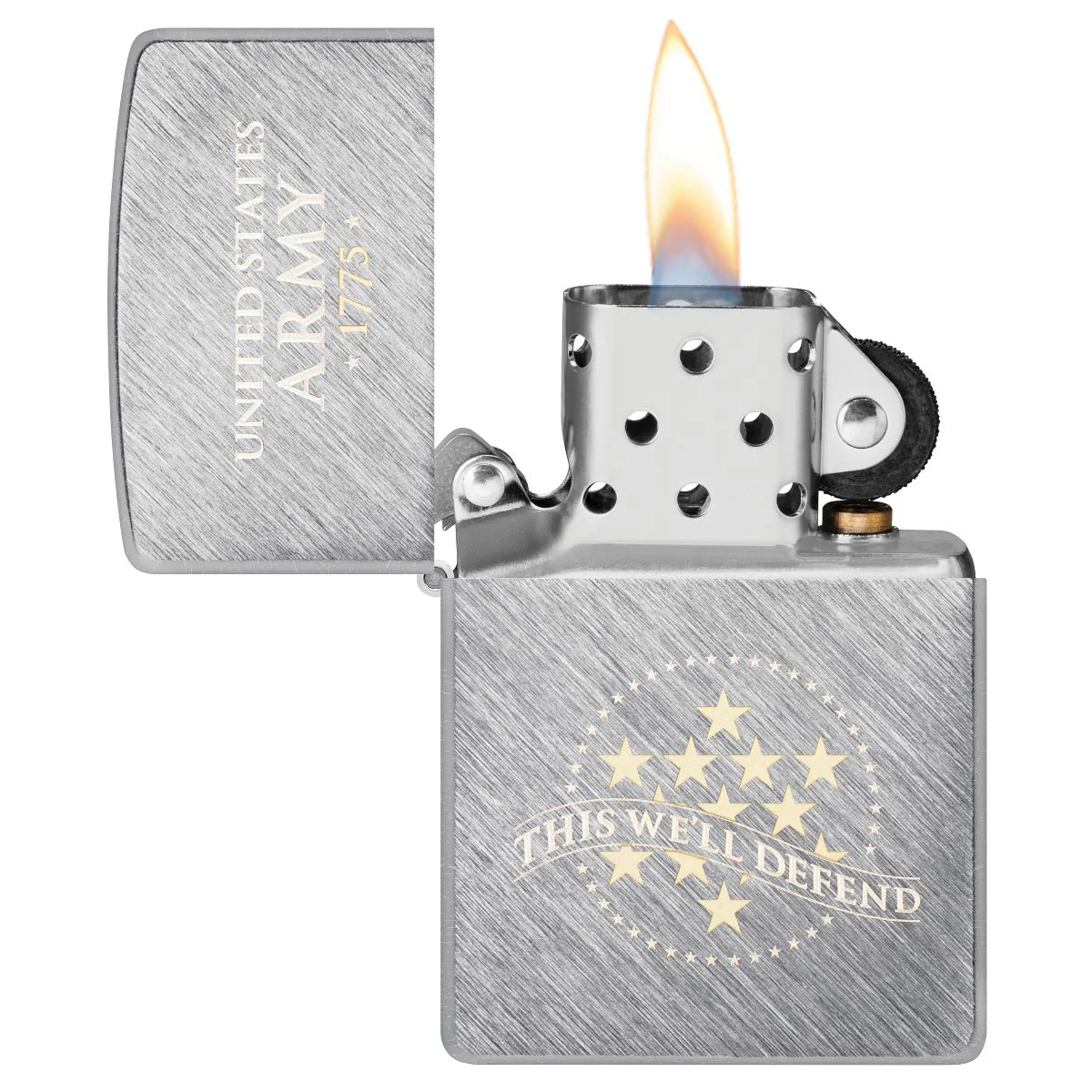 Zippo Lighter: U.S. Army, This We'll Defend, Engraved - Herringbone Sweep 47090 - Image 3
