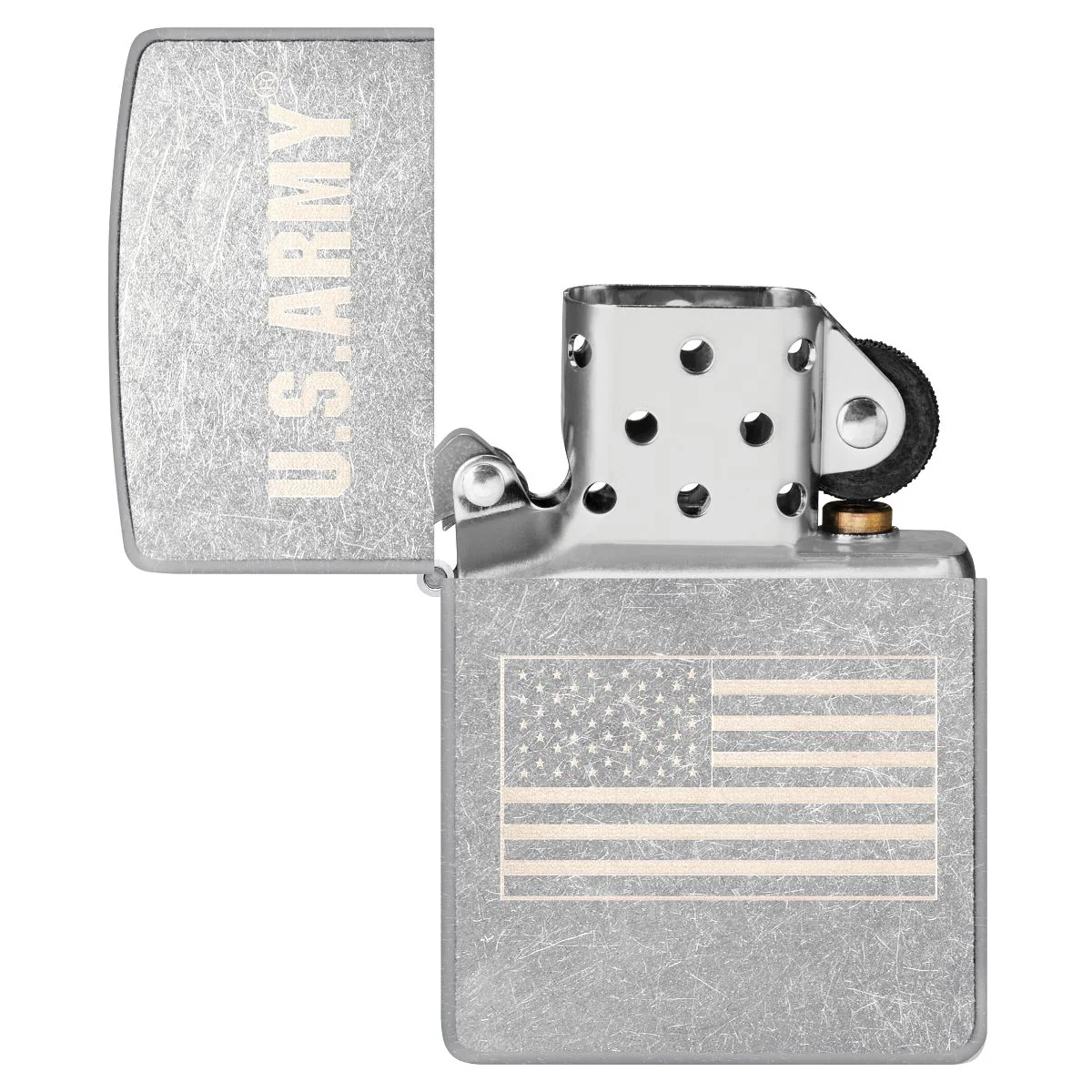 Zippo Lighter: U.S. Army with American Flag, Engraved - Street Chrome 48557 - Image 4