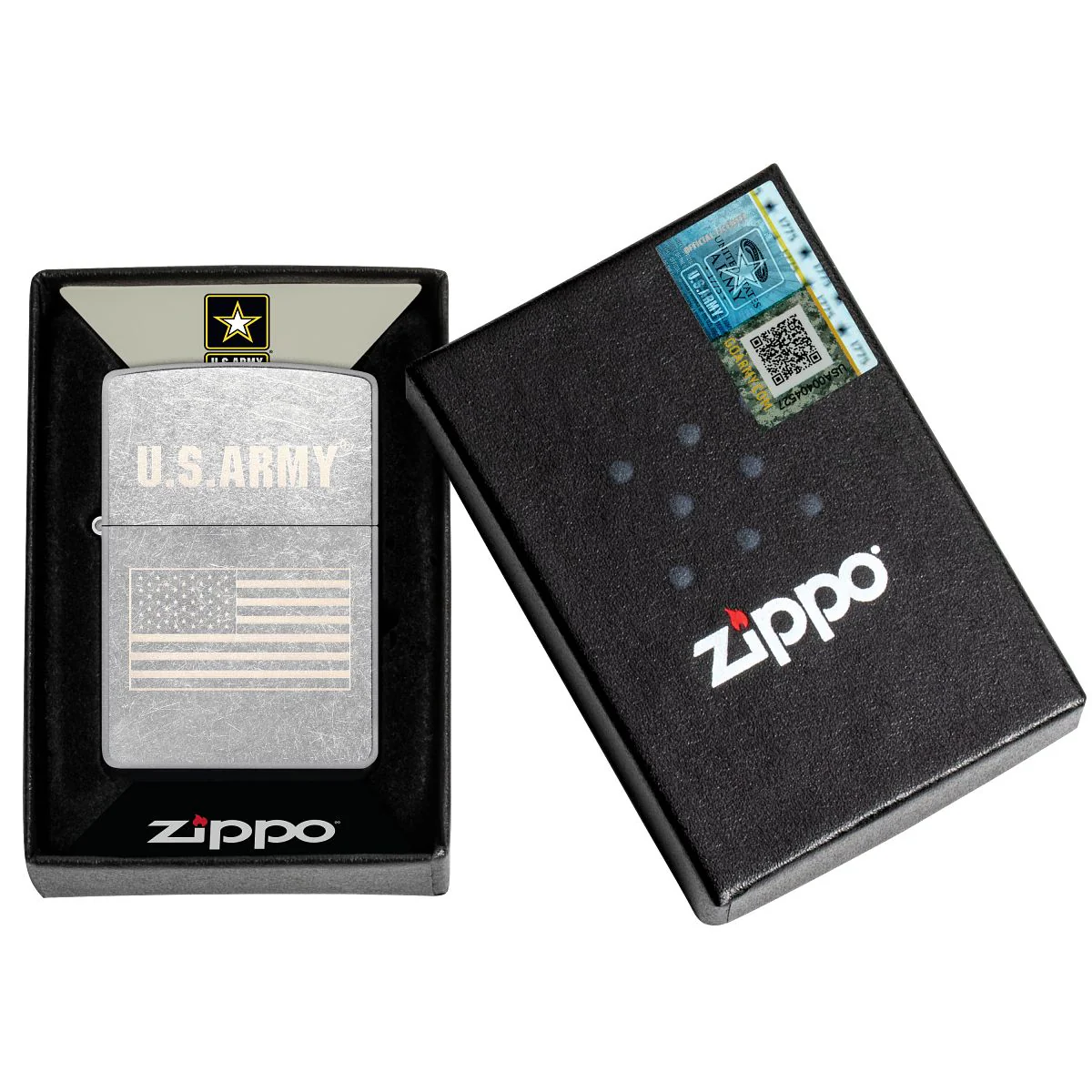 Zippo Lighter: U.S. Army with American Flag, Engraved - Street Chrome 48557 - Image 6