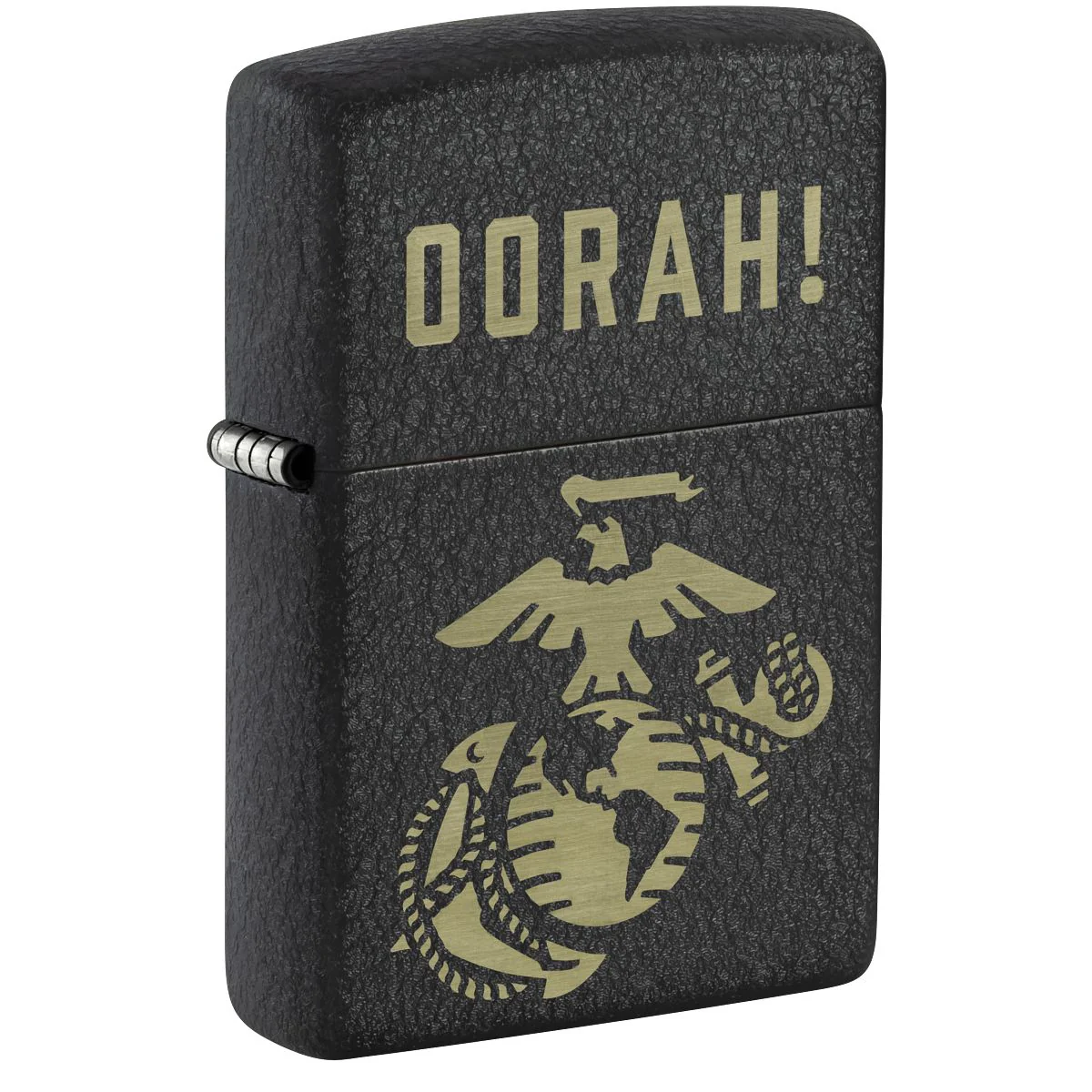 Zippo Lighter: U.S. Marine Corps, Oorah, Engraved - Black Crackle 47087