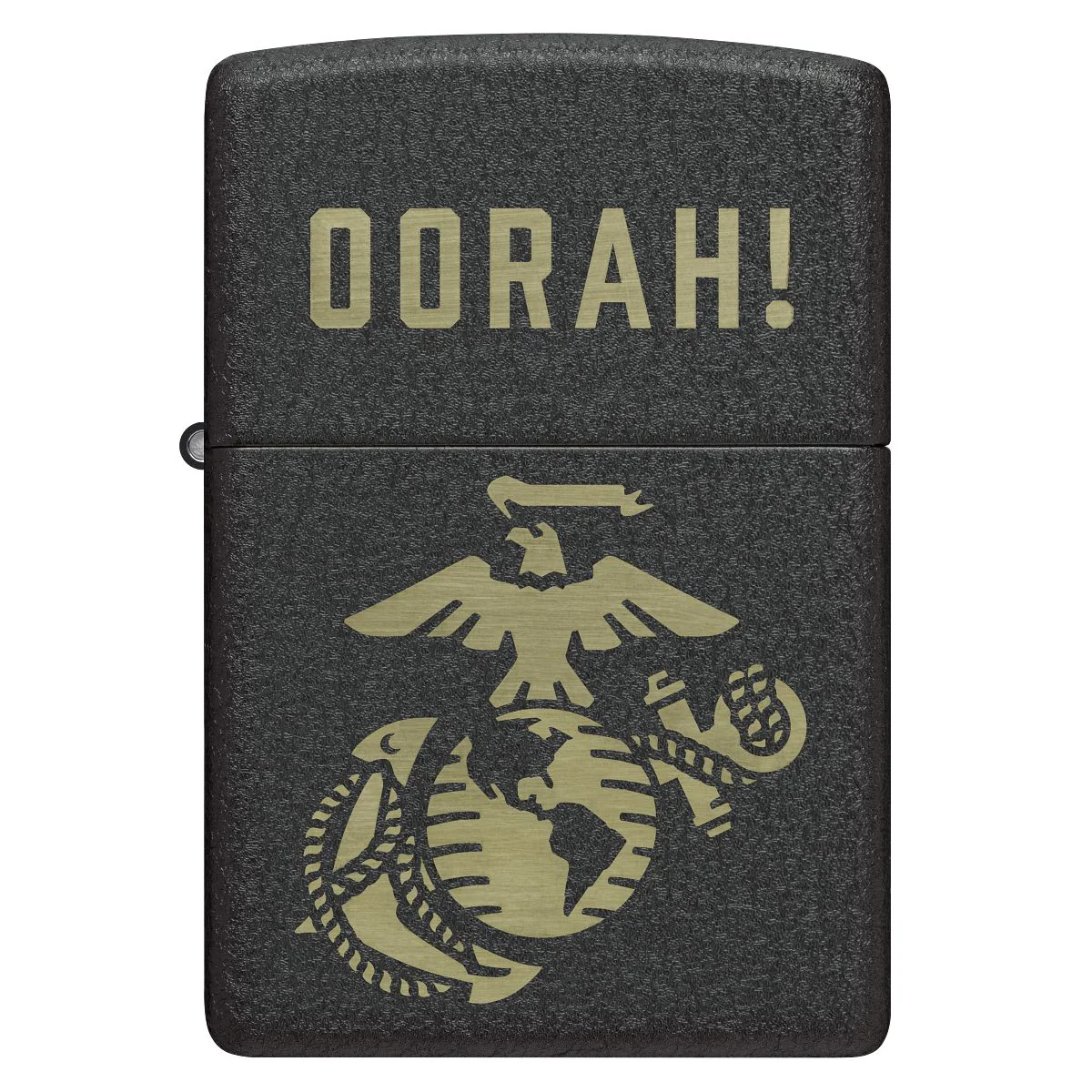 Zippo Lighter: U.S. Marine Corps, Oorah, Engraved - Black Crackle 47087 - Image 2