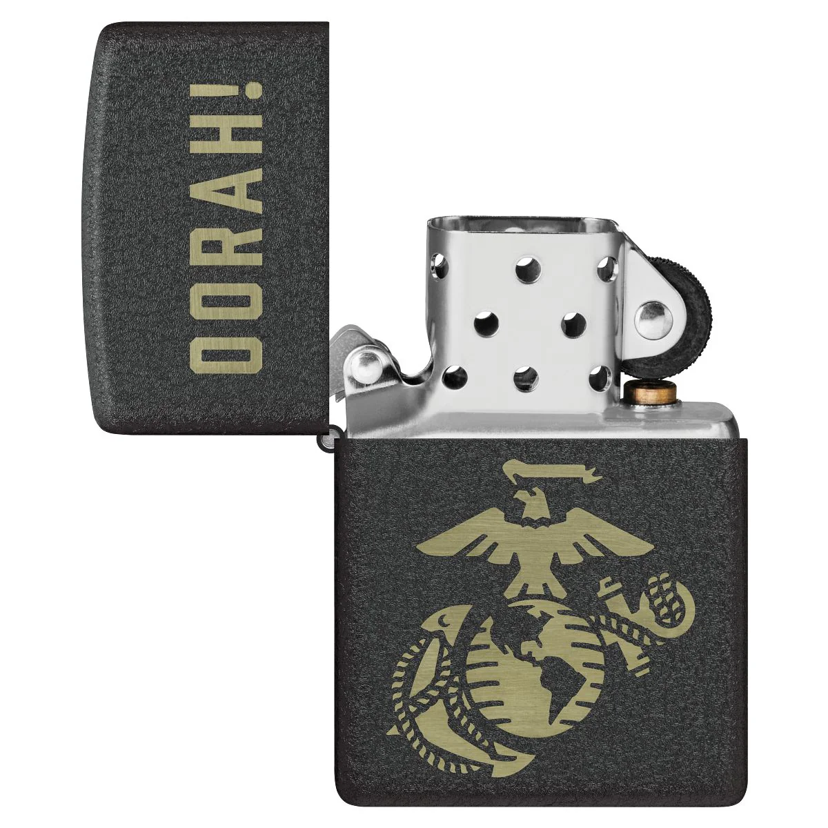 Zippo Lighter: U.S. Marine Corps, Oorah, Engraved - Black Crackle 47087 - Image 4