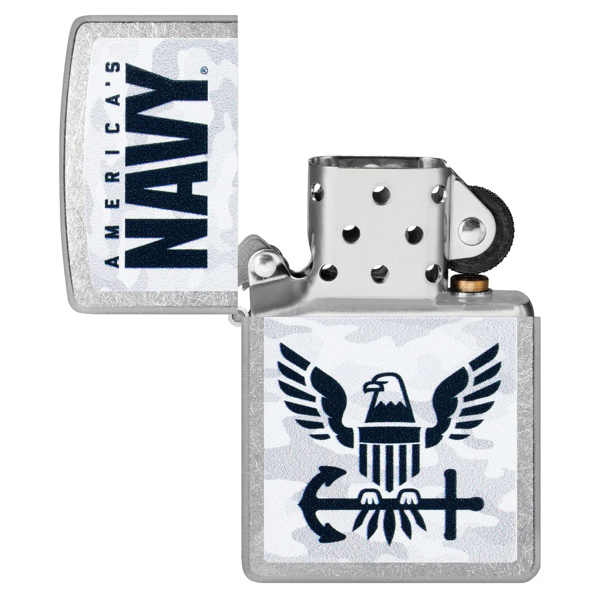 Zippo Lighter: U.S. Navy, Camo Logo - Street Chrome 47091 - Image 4