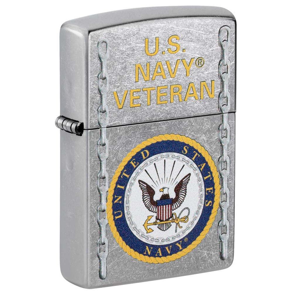 Zippo Lighter: U.S. Navy Veteran - Street Chrome 81250