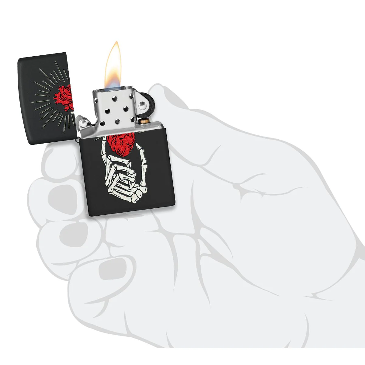 Zippo Lighter: Undying Love Design - Black Matte 46469 - Image 5