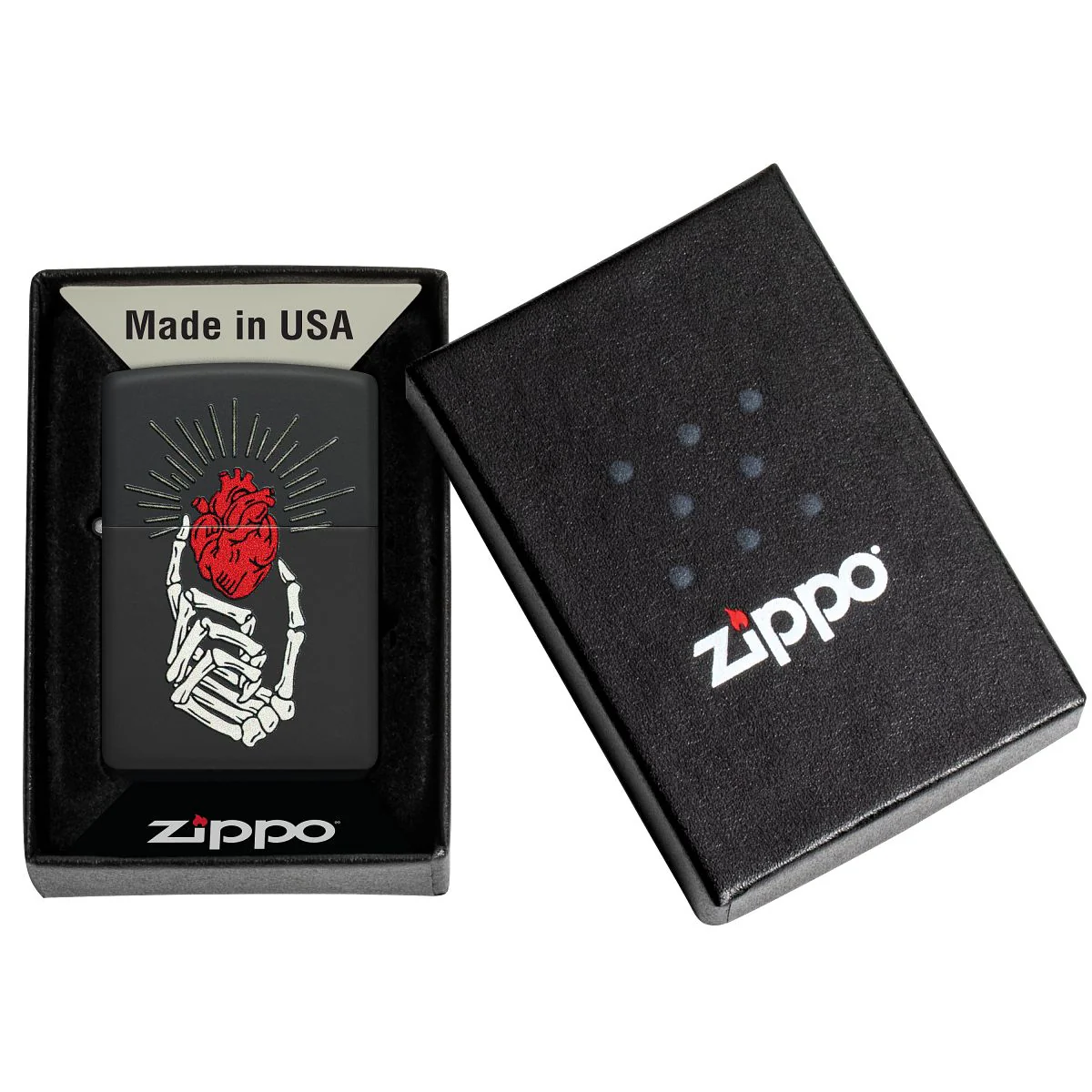 Zippo Lighter: Undying Love Design - Black Matte 46469 - Image 6