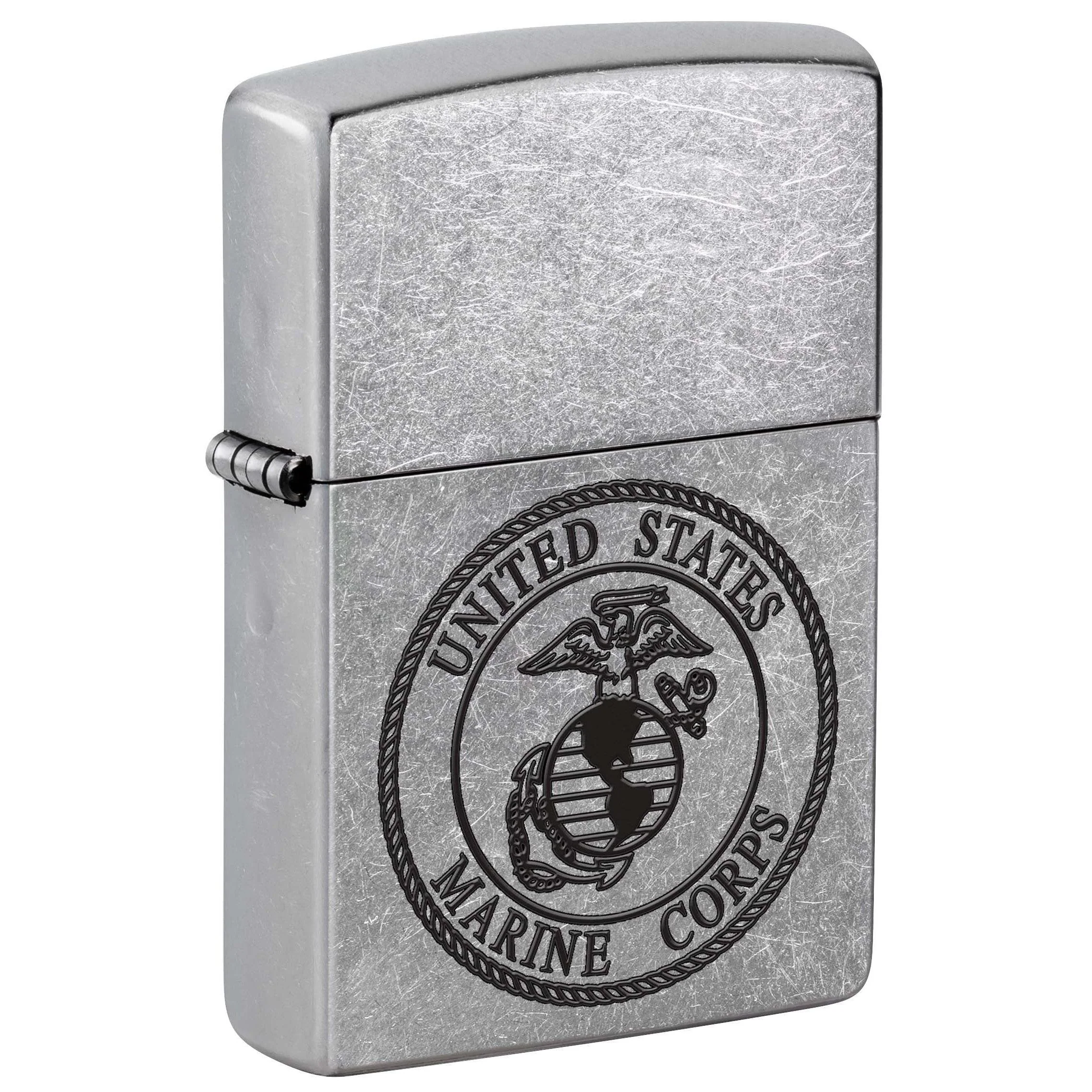Zippo Lighter: United States Marine Corps Logo - Street Chrome 81019