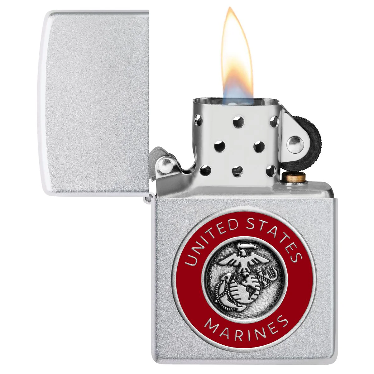 Zippo Lighter: United States Marines Emblem - Satin Chrome 48974 - Image 4