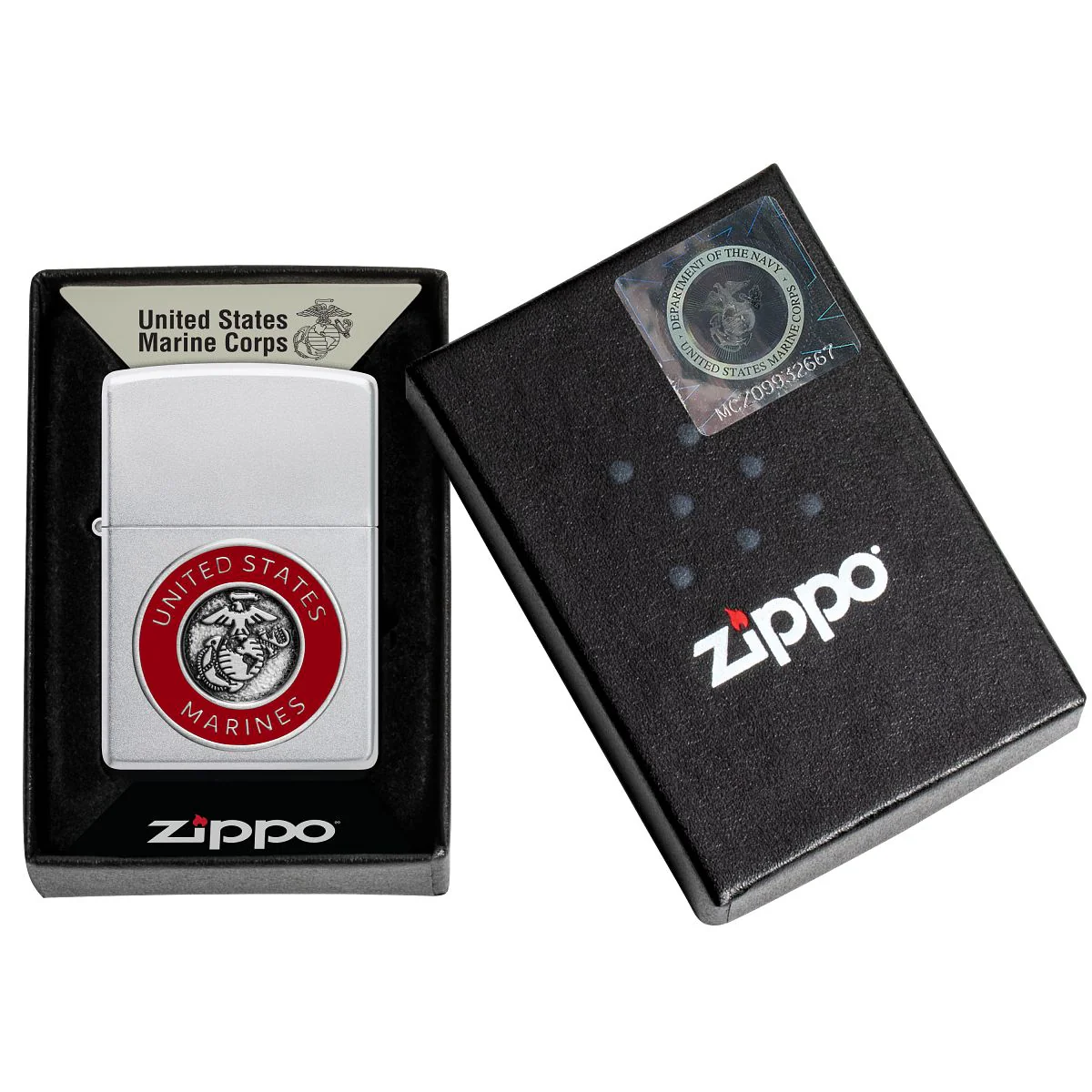 Zippo Lighter: United States Marines Emblem - Satin Chrome 48974 - Image 7