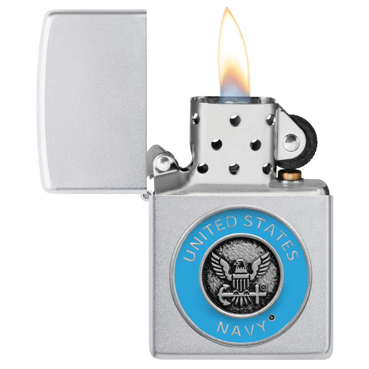 Zippo Lighter: United States Navy Emblem - Satin Chrome 48975 - Image 4