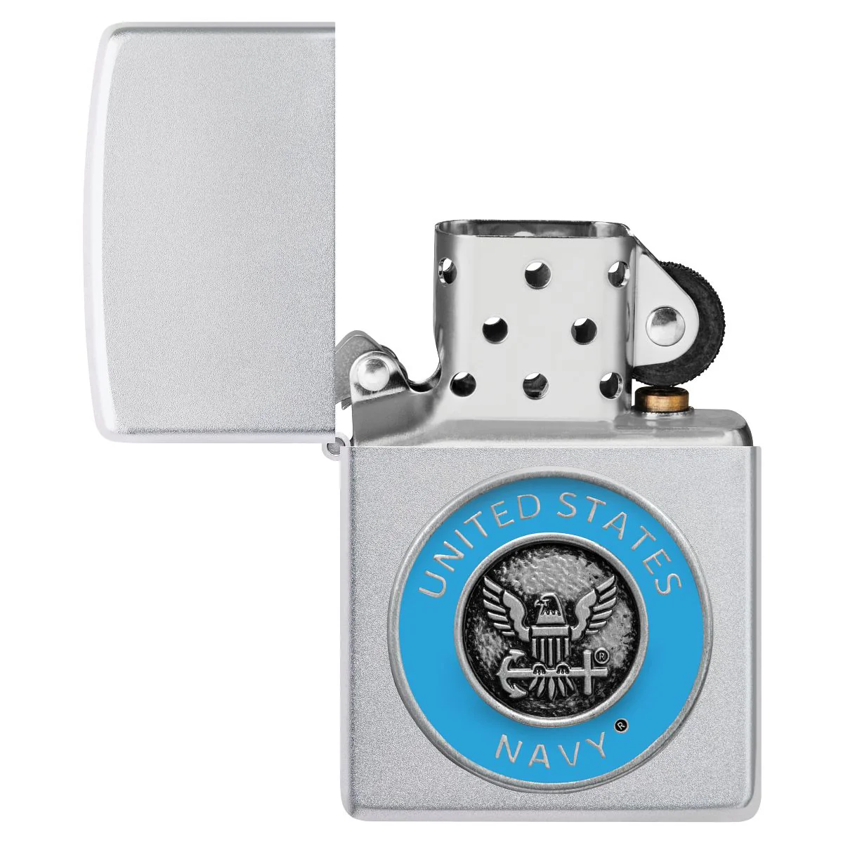 Zippo Lighter: United States Navy Emblem - Satin Chrome 48975 - Image 5