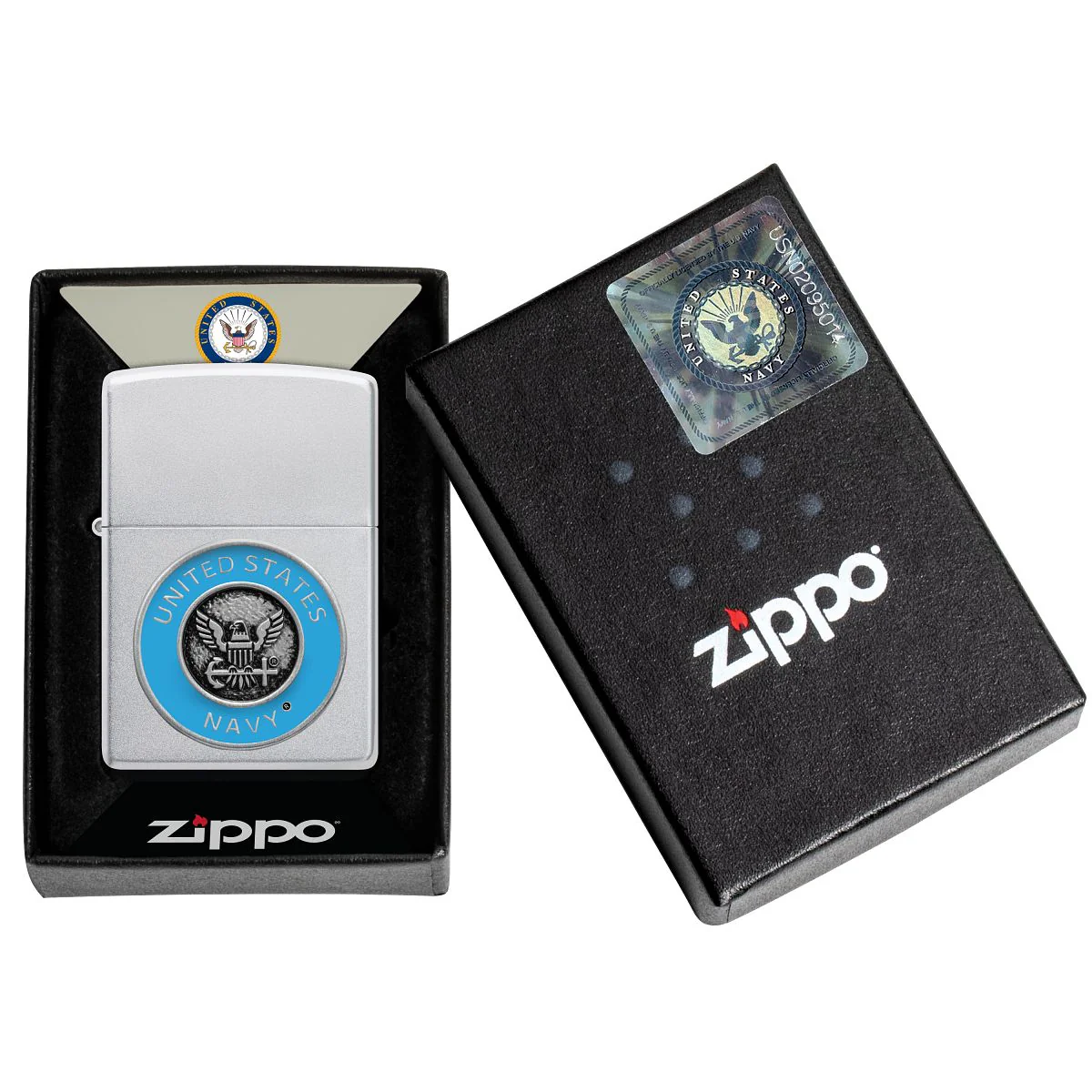 Zippo Lighter: United States Navy Emblem - Satin Chrome 48975 - Image 7