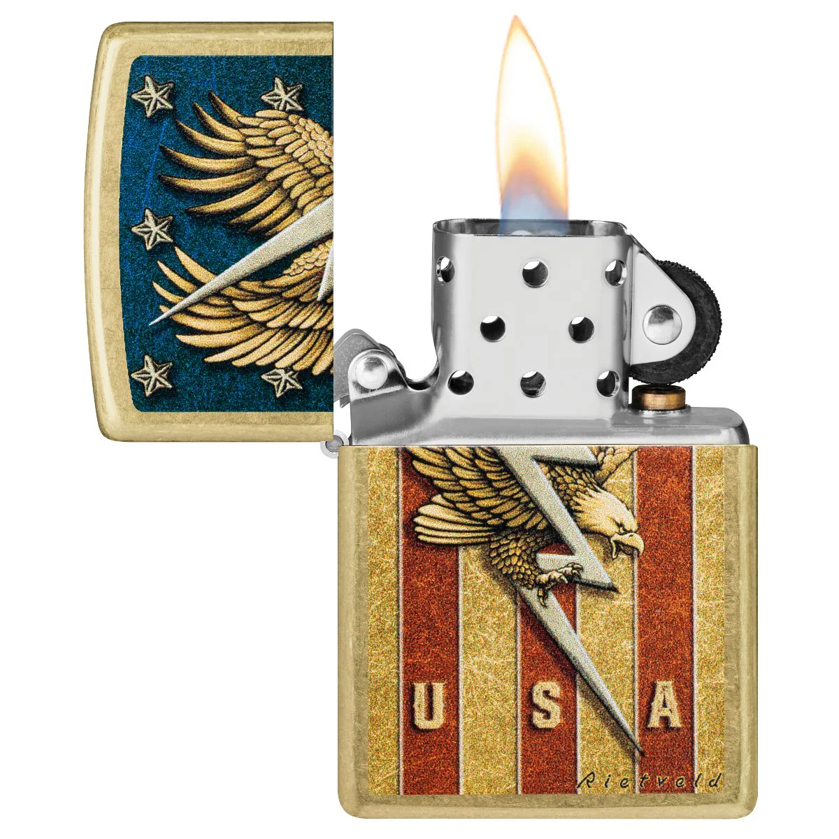 Zippo Lighter: USA Design by Rietveld - Street Brass 47110 - Image 3