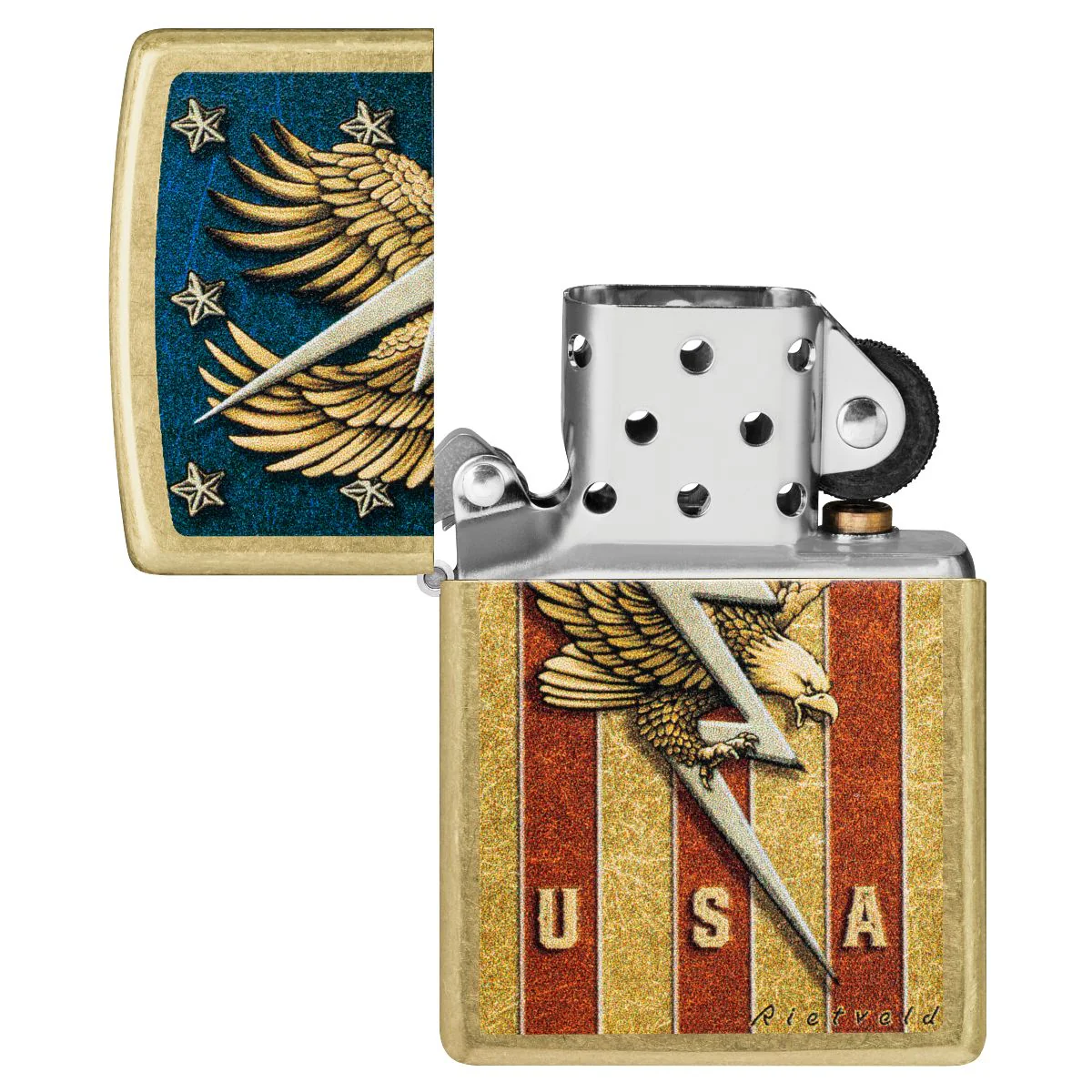 Zippo Lighter: USA Design by Rietveld - Street Brass 47110 - Image 4