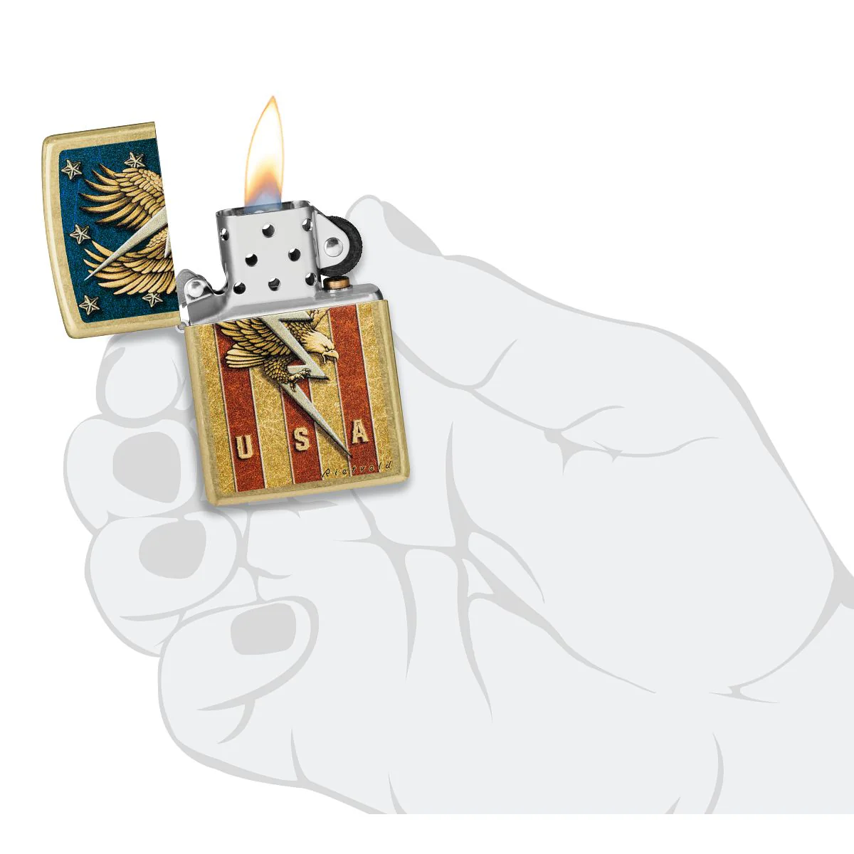 Zippo Lighter: USA Design by Rietveld - Street Brass 47110 - Image 5