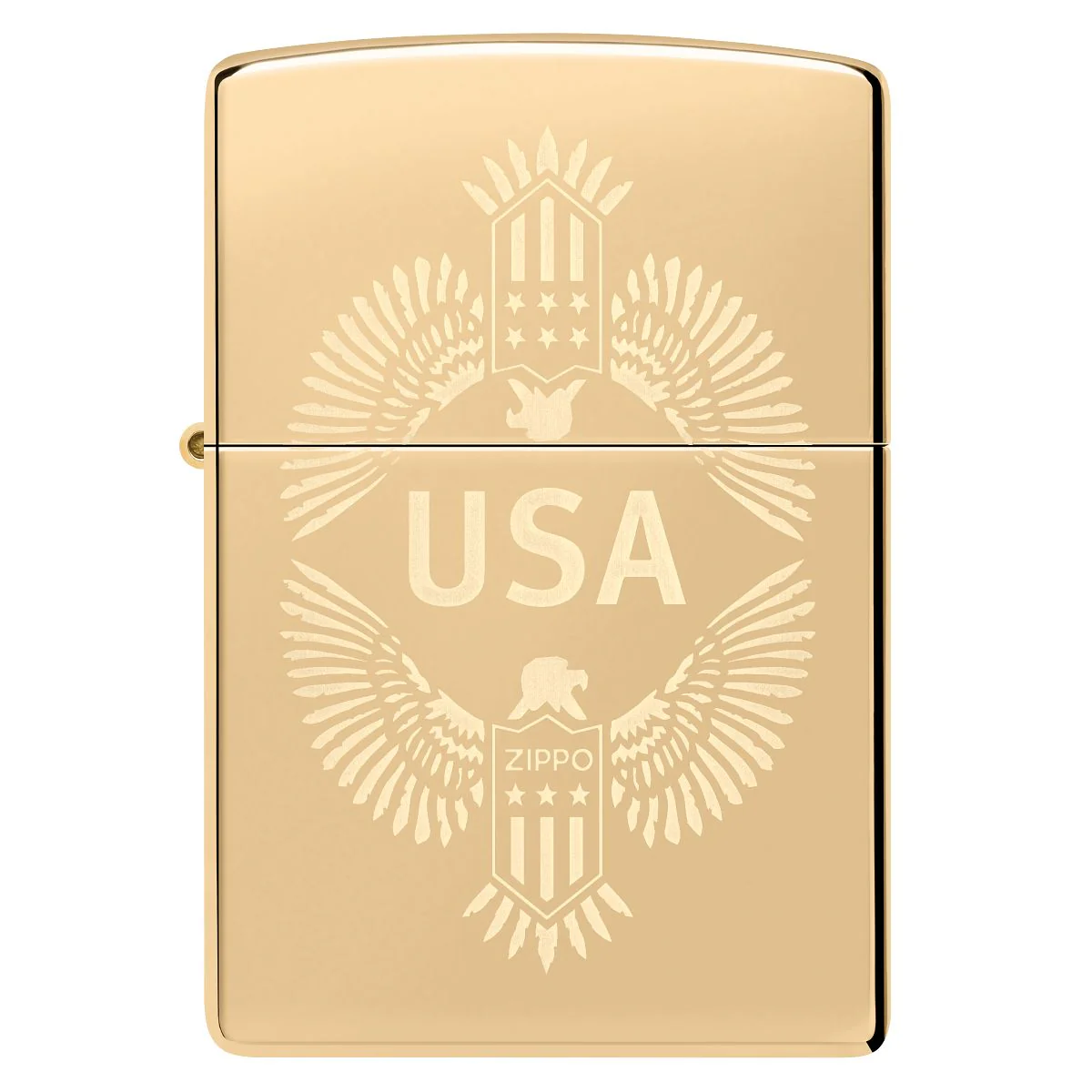 Zippo Lighter: USA Eagle Crest, Engraved - High Polish Brass 48915 - Image 2