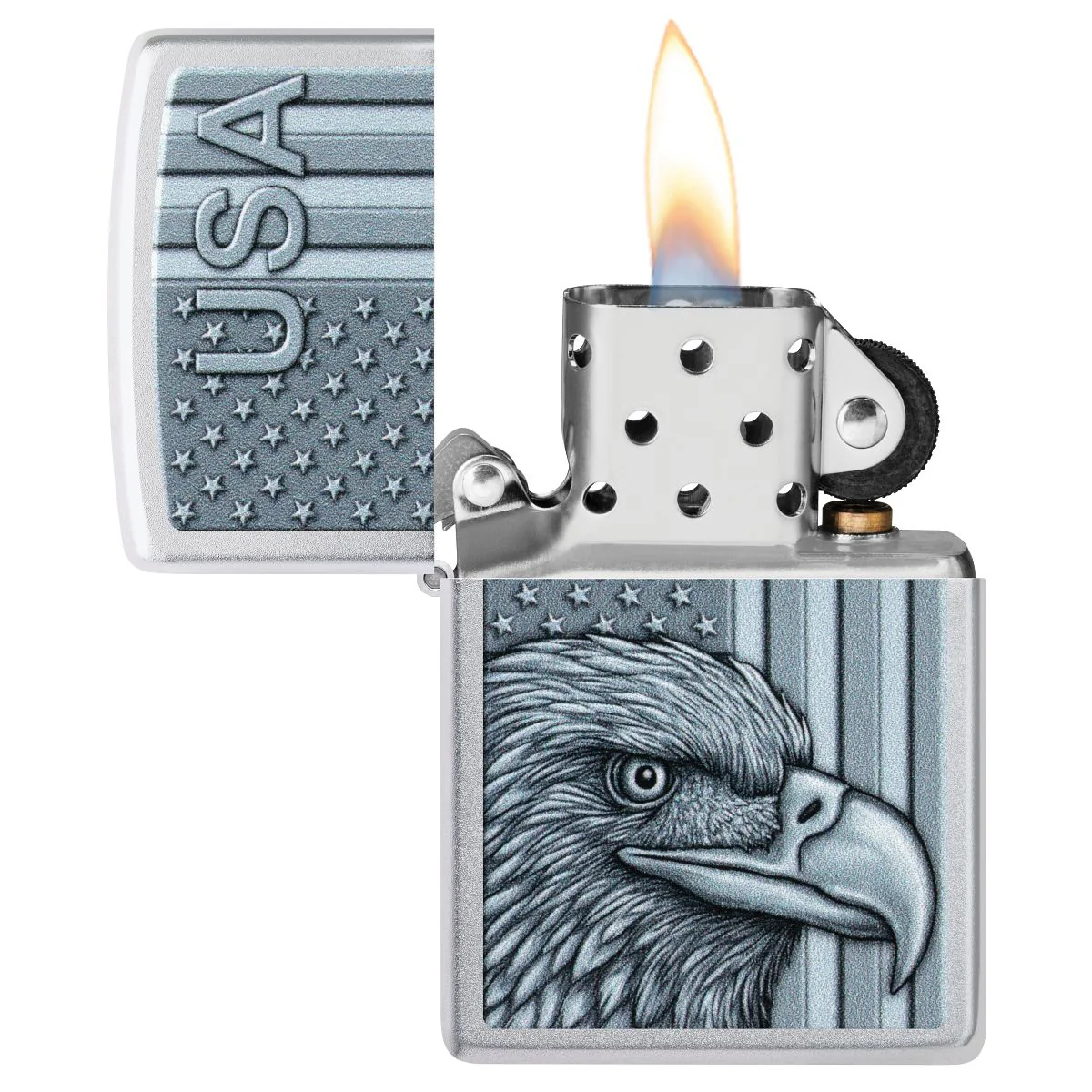 Zippo Lighter: USA Pride Design - Satin Chrome 46825 - Image 3
