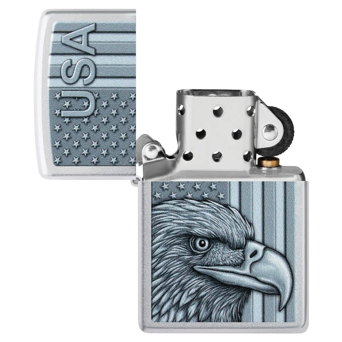 Zippo Lighter: USA Pride Design - Satin Chrome 46825 - Image 4