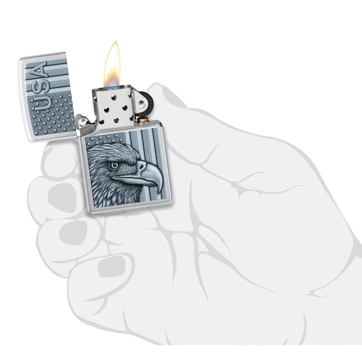 Zippo Lighter: USA Pride Design - Satin Chrome 46825 - Image 5