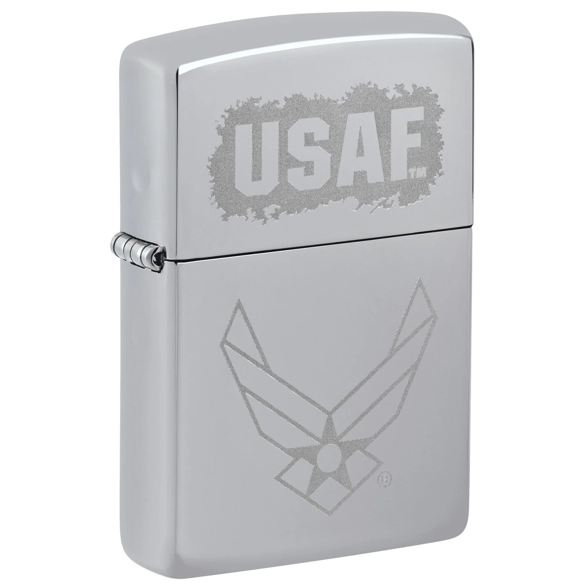 Zippo Lighter: USAF Air Force Engraved Logo - High Polish Chrome 81536