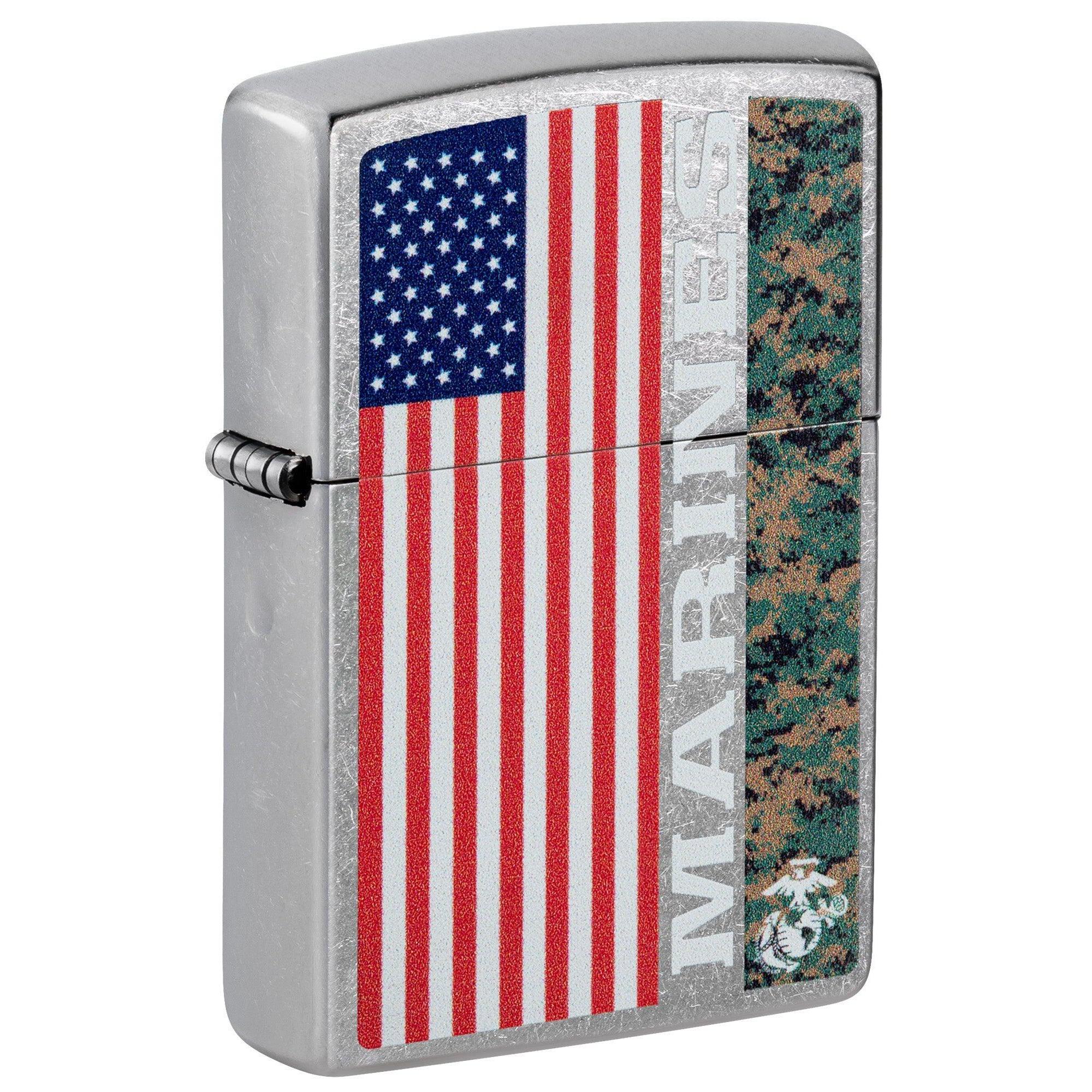 Zippo Lighter: USMC Marines with Flag - Street Chrome 81540