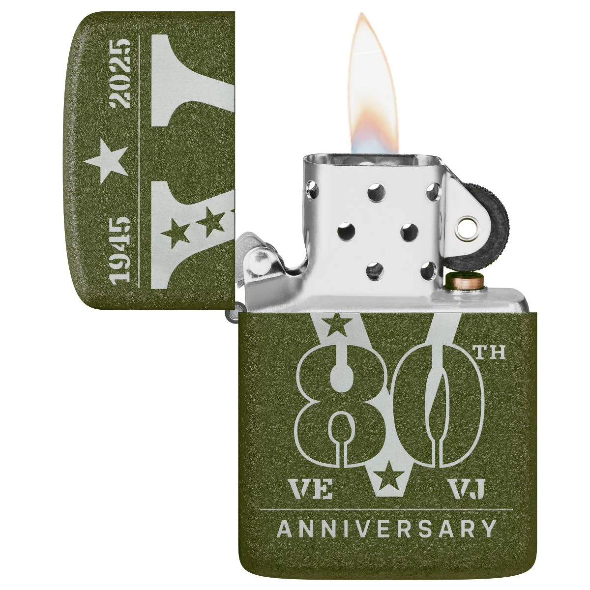 Zippo Lighter: VE/VJ 80th Anniversary  - Green Crackle 46949 - Image 5