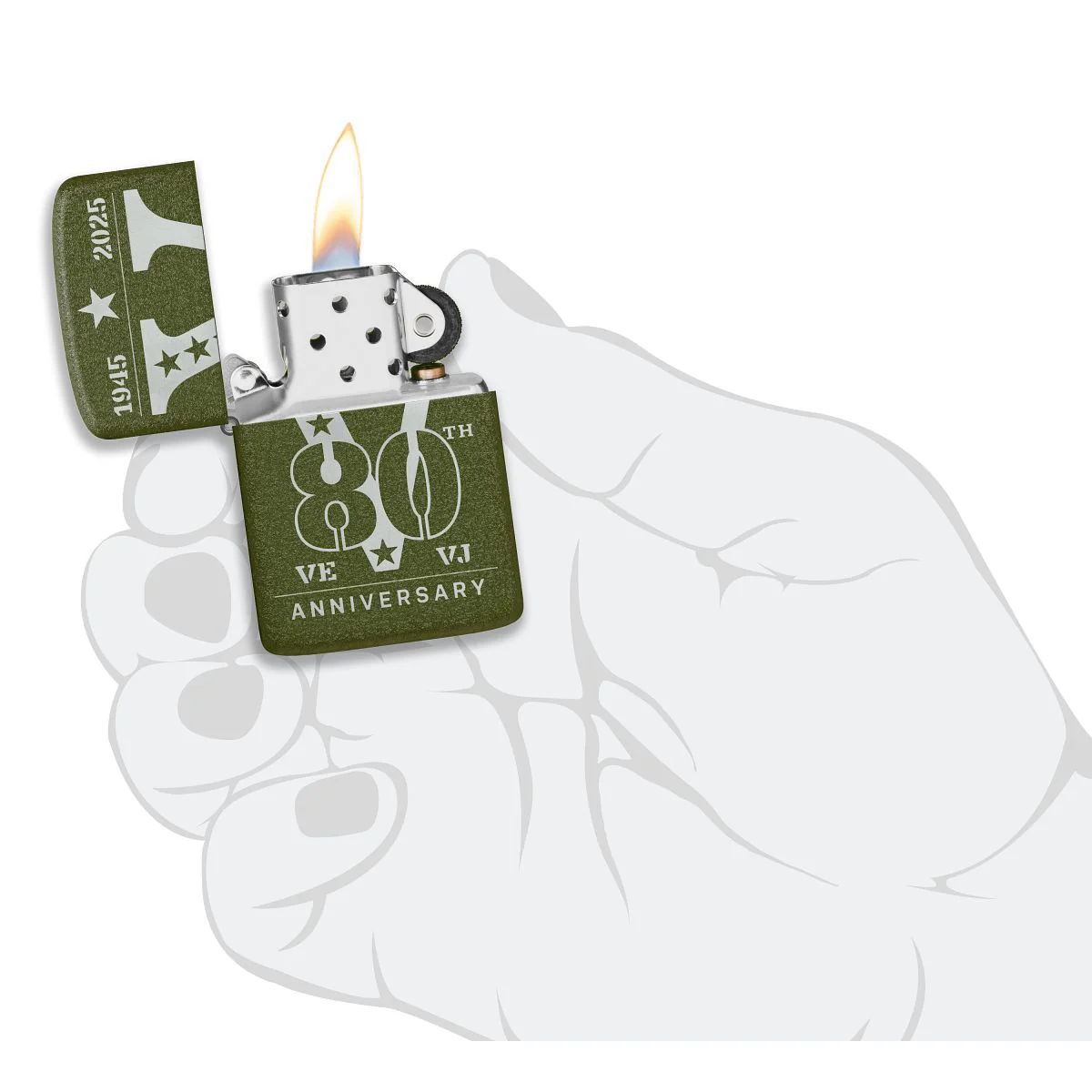 Zippo Lighter: VE/VJ 80th Anniversary  - Green Crackle 46949 - Image 7