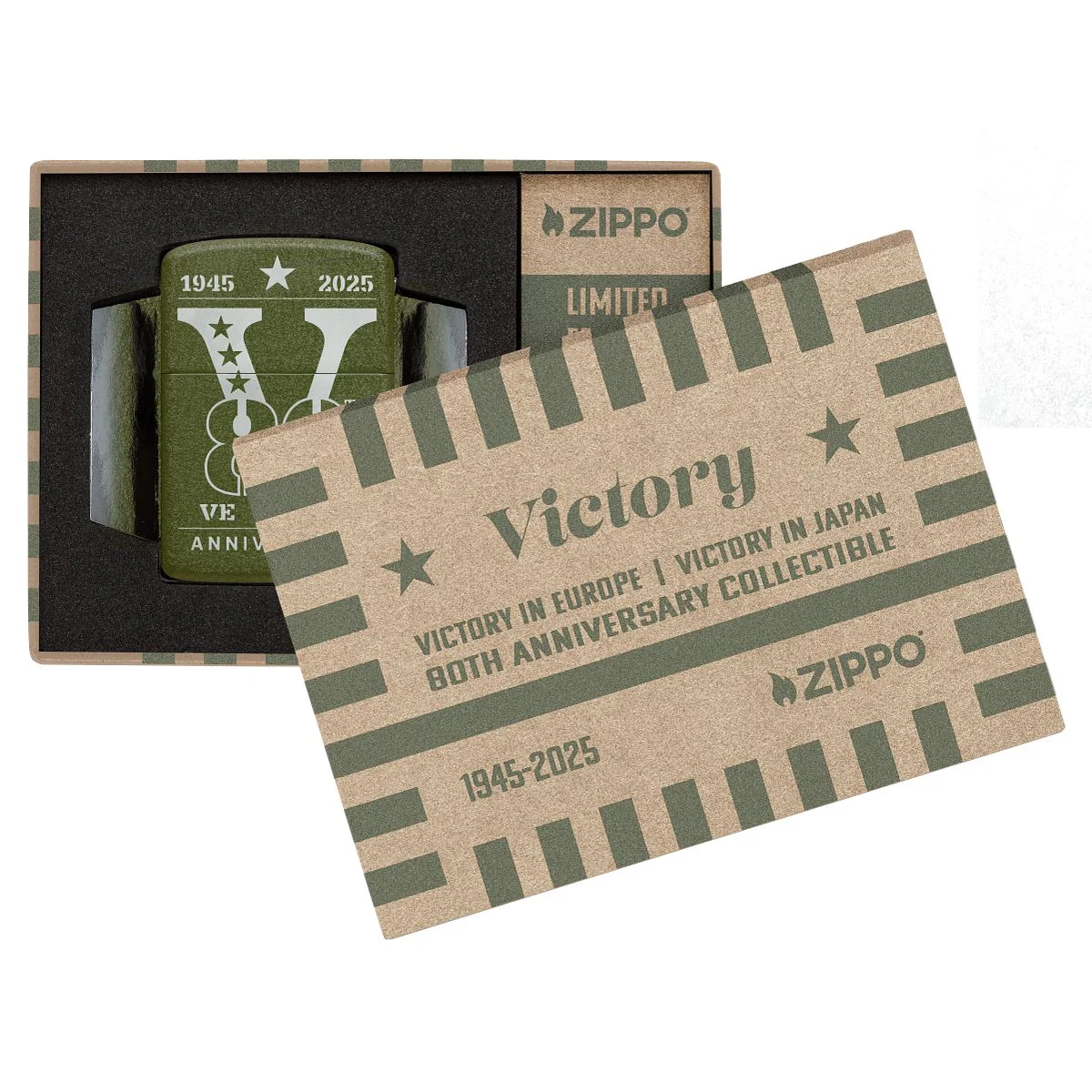 Zippo Lighter: VE/VJ 80th Anniversary  - Green Crackle 46949 - Image 8