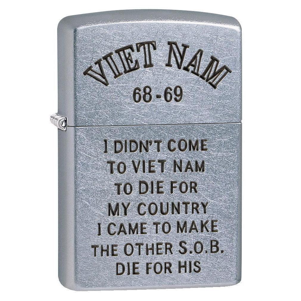 Zippo Lighter: Vietnam Trench Art, Country - Street Chrome 80784