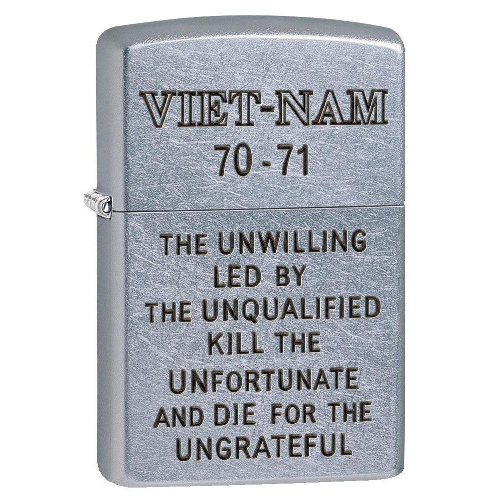 Zippo Lighter: Vietnam Trench Art, Unwilling - Street Chrome 80781
