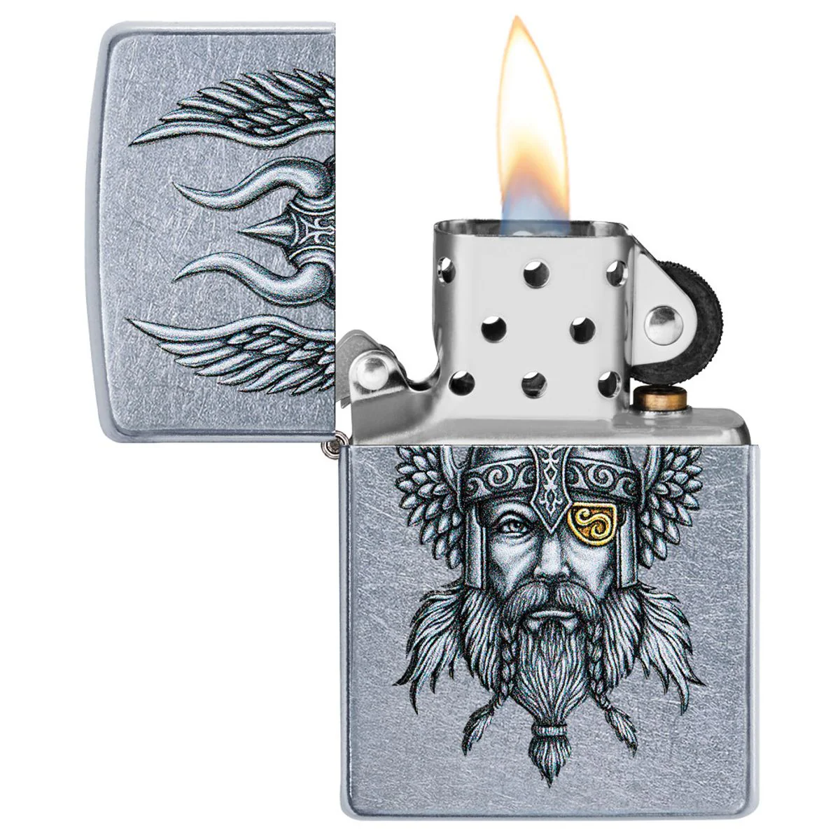 Zippo Lighter: Viking Warrior - Street Chrome 29871 - Image 3