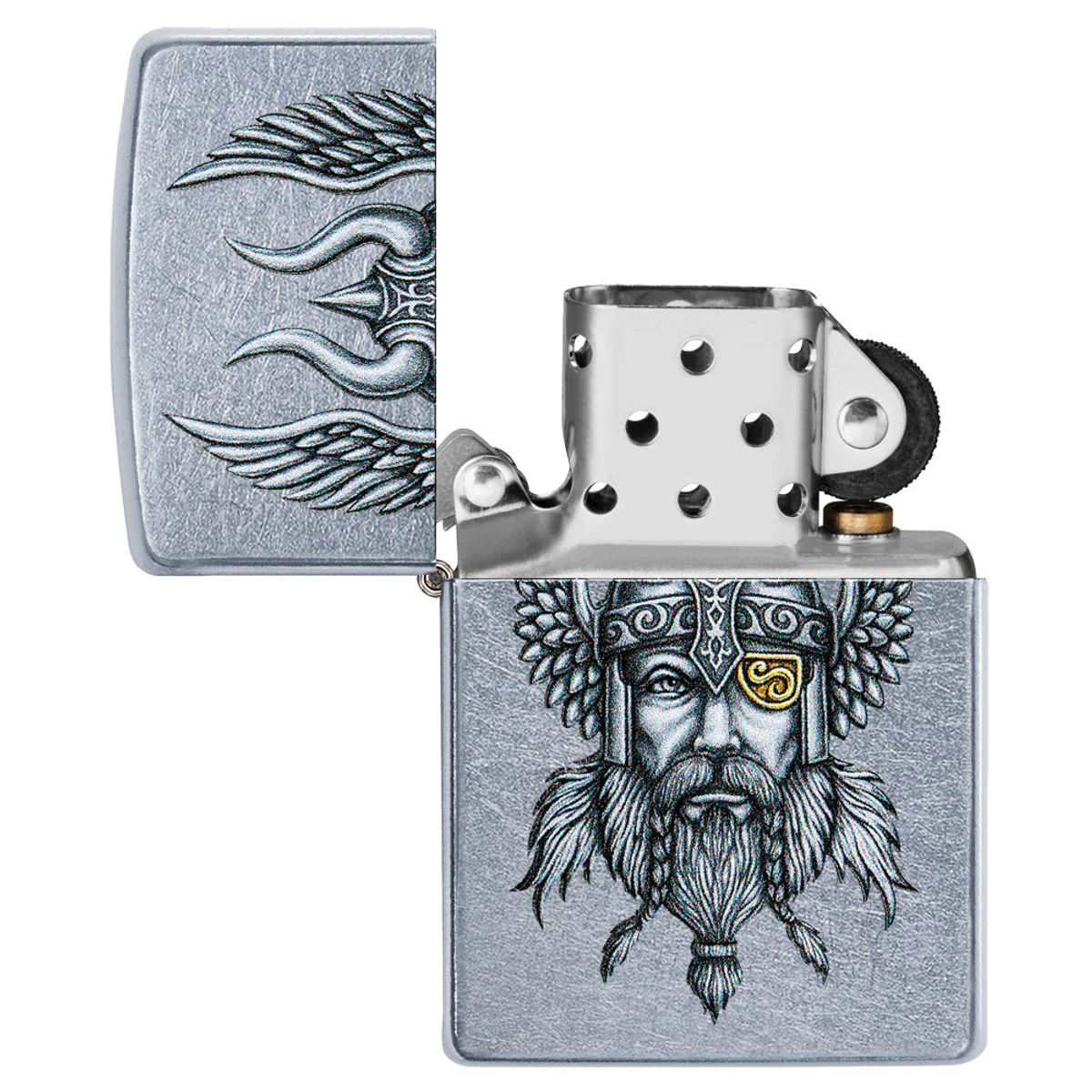 Zippo Lighter: Viking Warrior - Street Chrome 29871 - Image 4