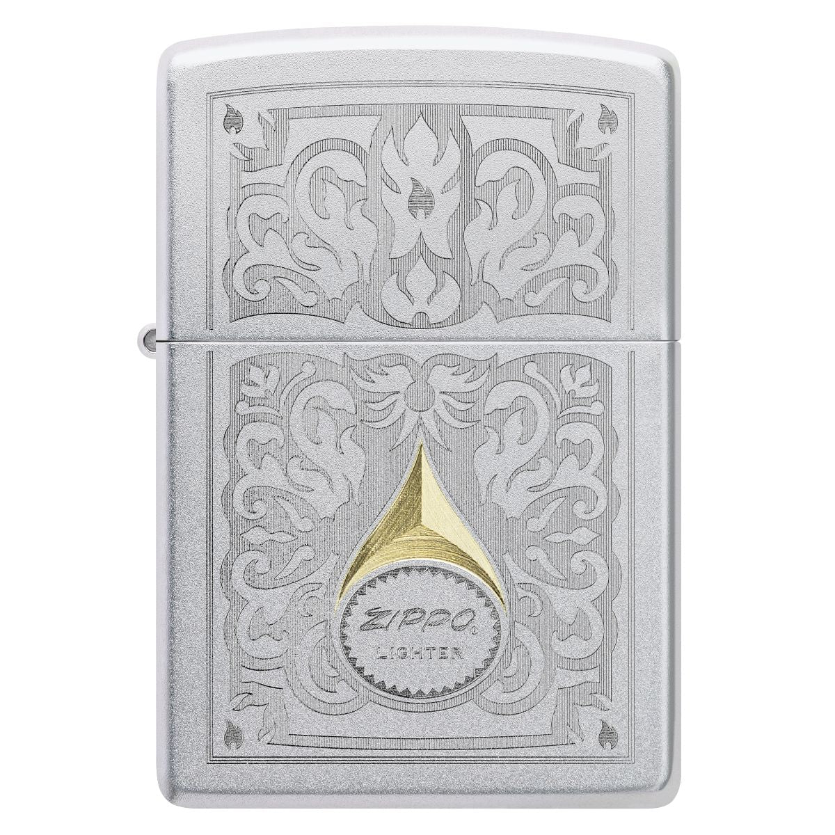 Zippo Lighter: Vintage Filigree Design, Engraved - Satin Chrome 47009 - Image 2